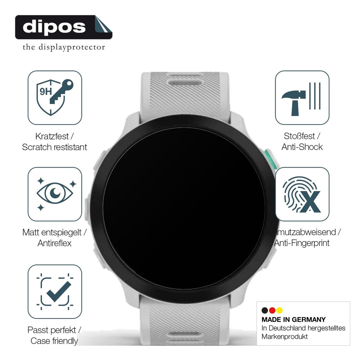 2x Screen Protector for Garmin Forerunner 55 matte Flexible Glass 9H dipos