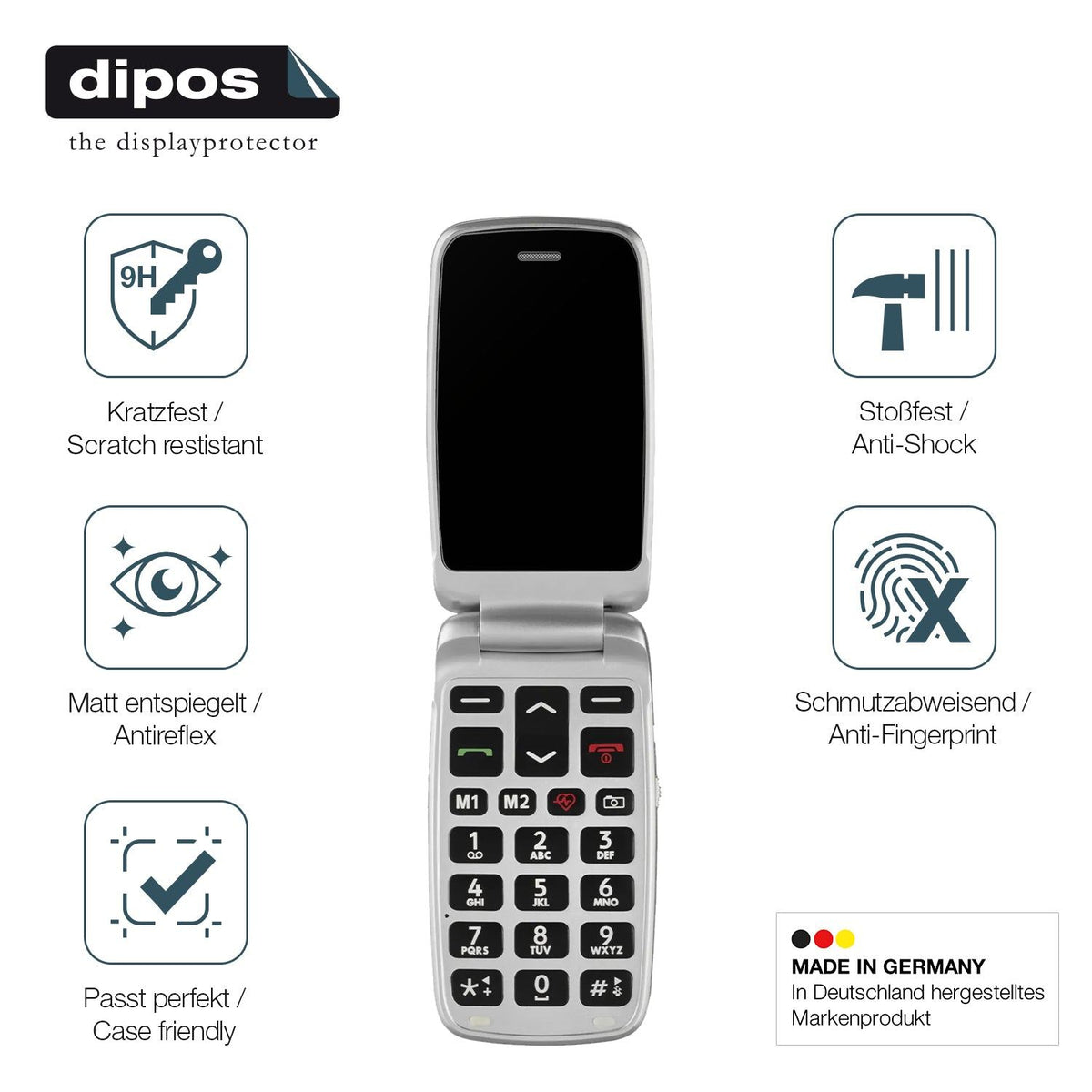 2x Screen Protector for Doro Primo 360014 matte Flexible Glass 9H dipos