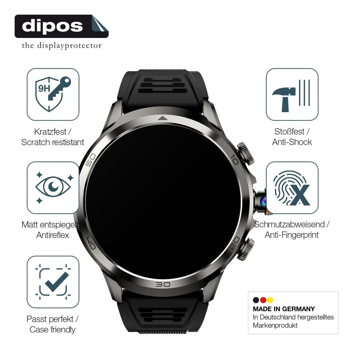 2x Screen Protector for Rogbid Model R2 Smartwatch matte Flexible Glass 9H dipos