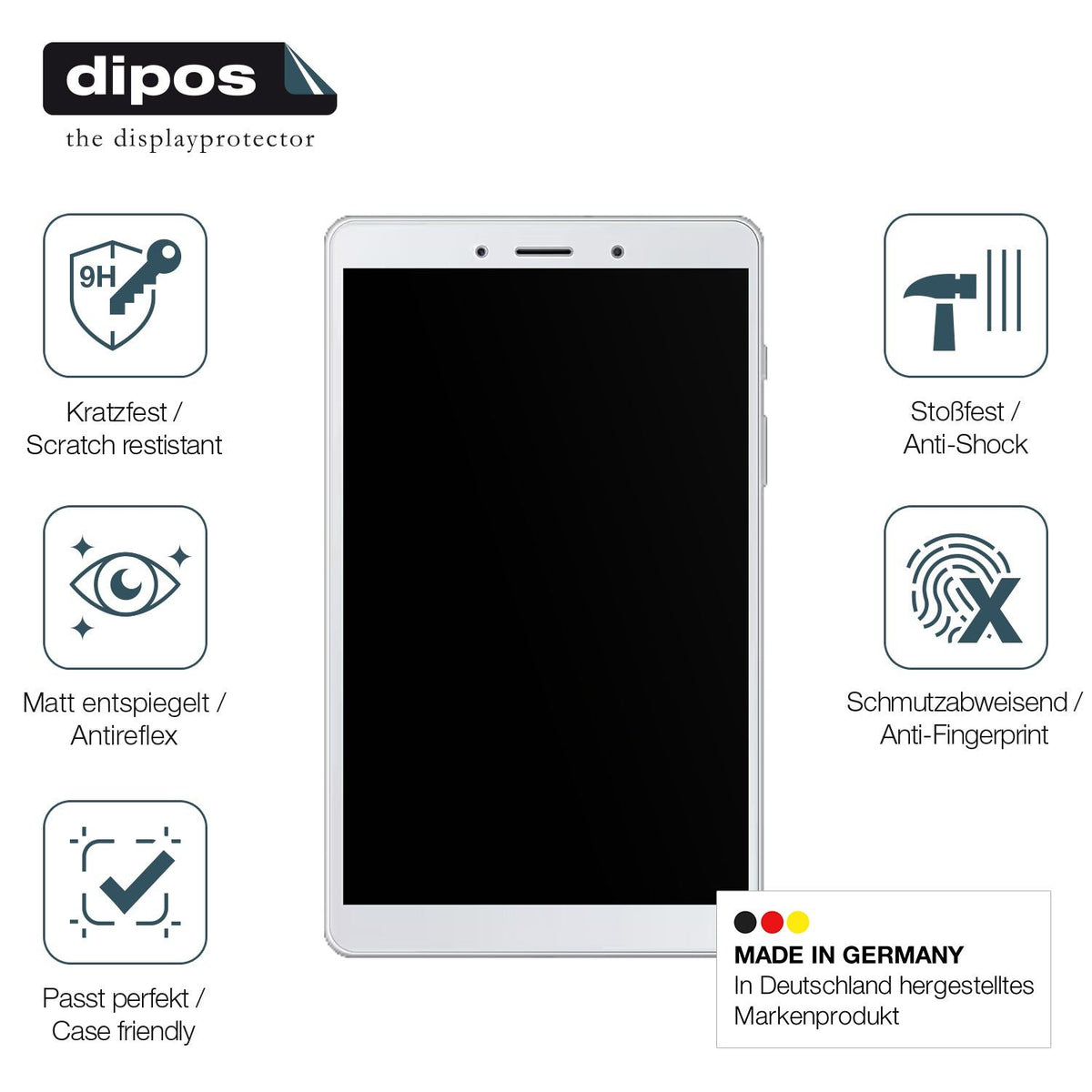 2x Screen Protector for Samsung Galaxy Tab A8.0 LTE matte Flexible Glass 9H