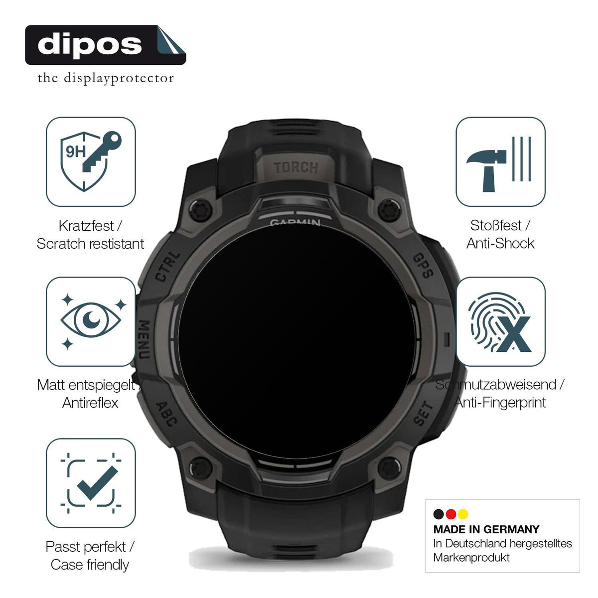 2x Screen Protector for Garmin Instinct 3 45mm matte Flexible Glass 9H dipos