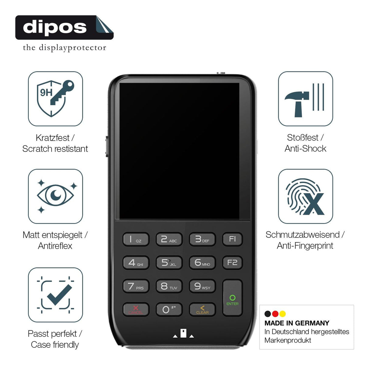 2x Screen Protector for Pax D190 matte Flexible Glass 9H dipos