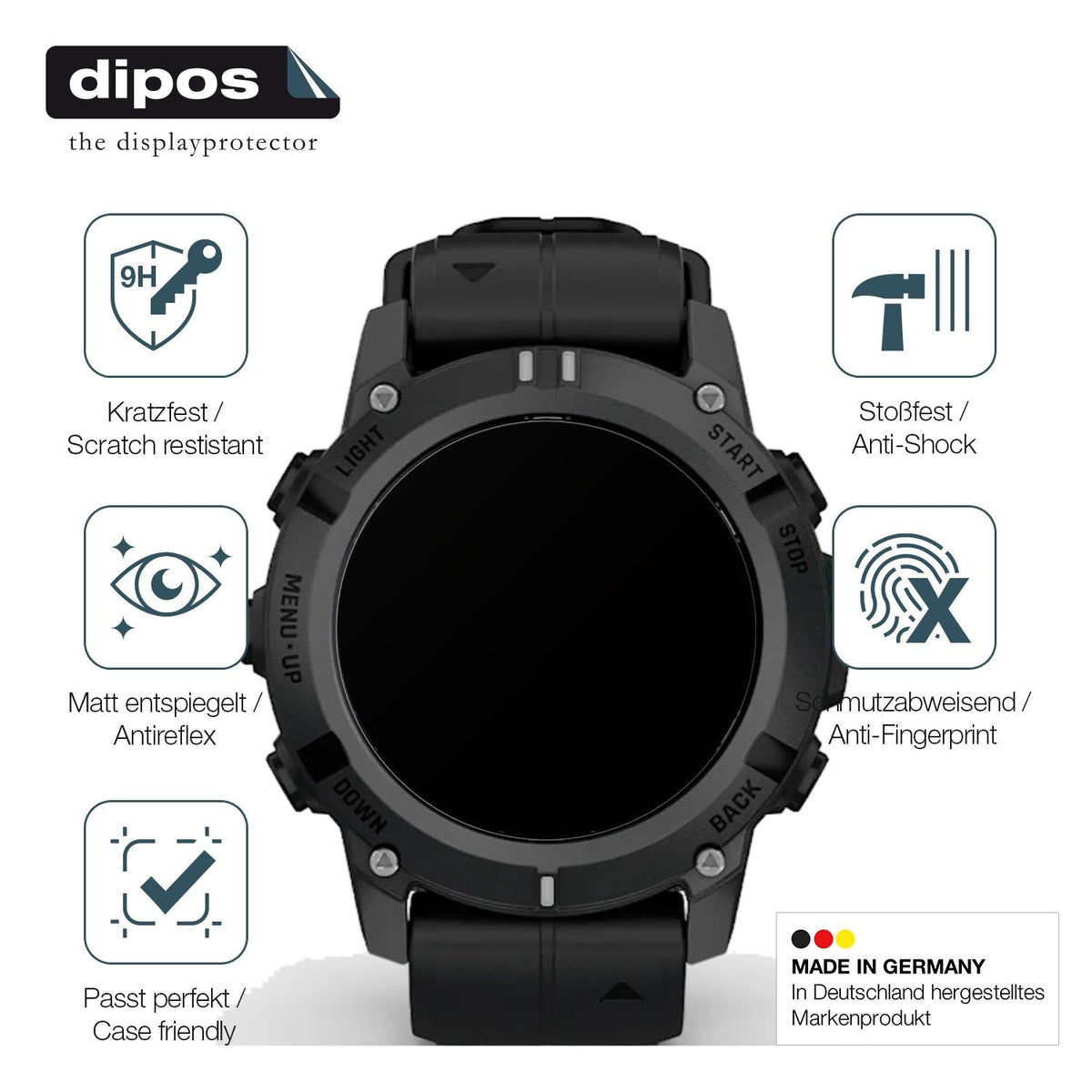2x Screen Protector for Garmin Descent G2 matte Flexible Glass 9H dipos
