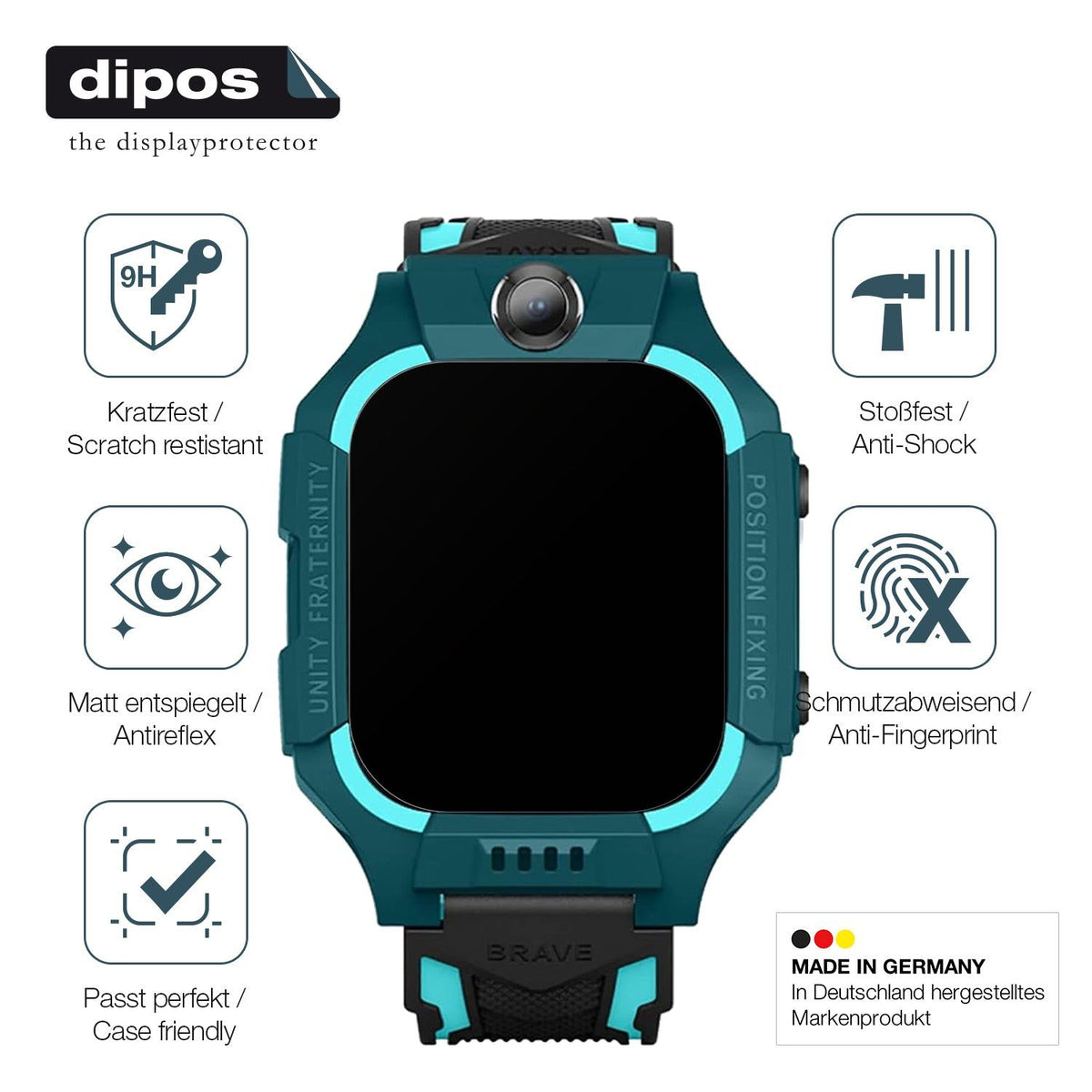 2x Screen Protector for xO Kids Smartwatch H100 matte Flexible Glass 9H dipos