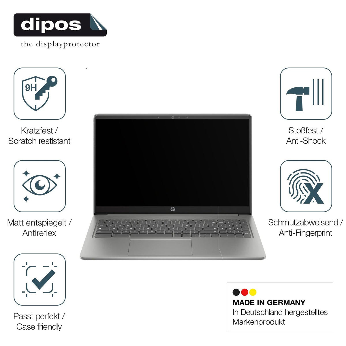 2x Screen Protector for HP Chromebook Plus 15a-nb matte Flexible Glass 9H dipos
