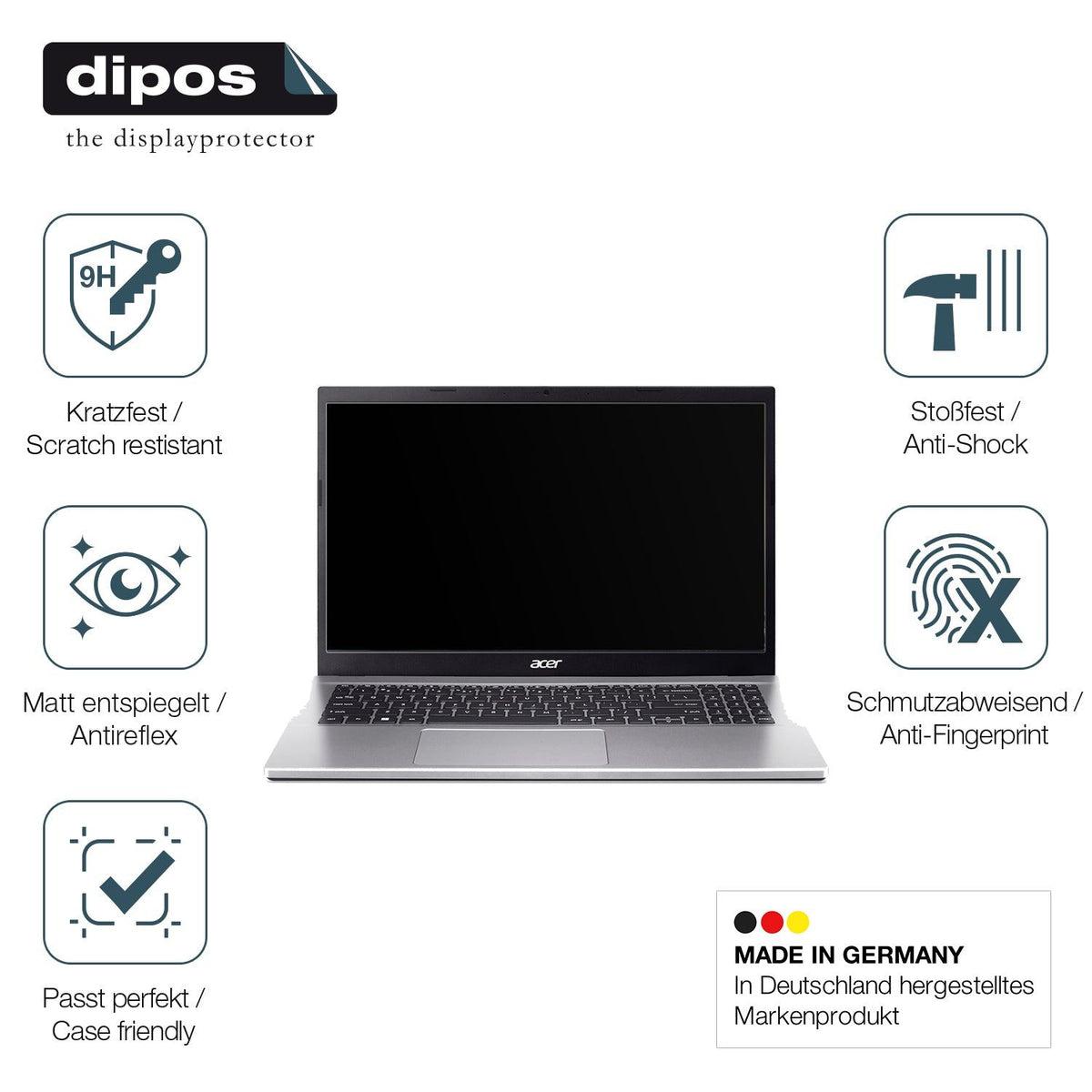 2x Screen Protector for Acer Aspire 3 matte Flexible Glass 9H dipos
