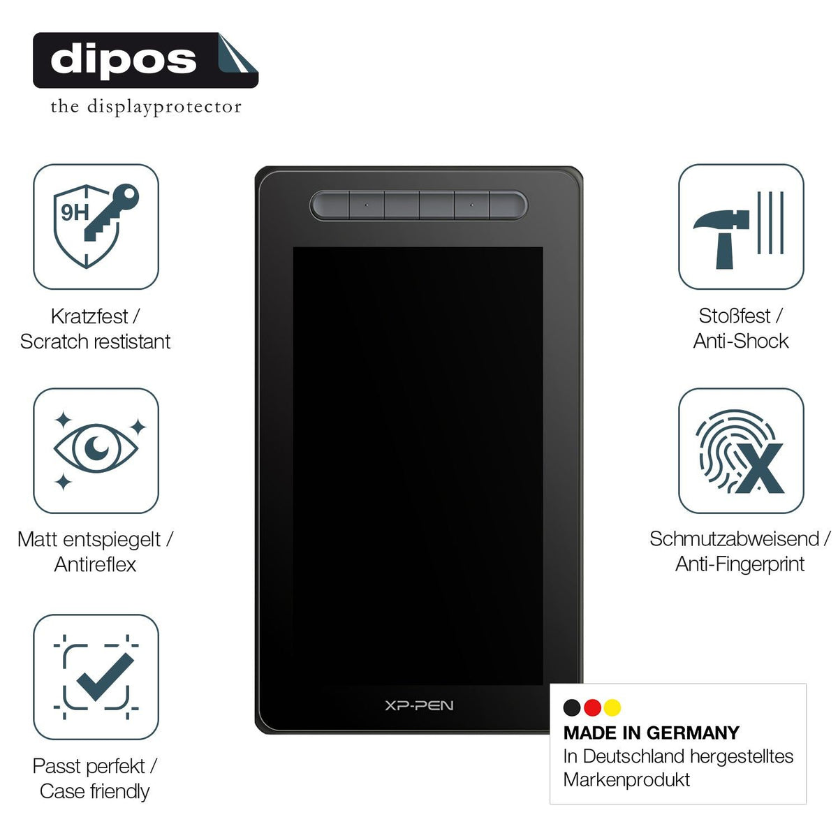 2x Screen Protector for XP-Pen Artist 10 2. Gen matte Flexible Glass 9H dipos