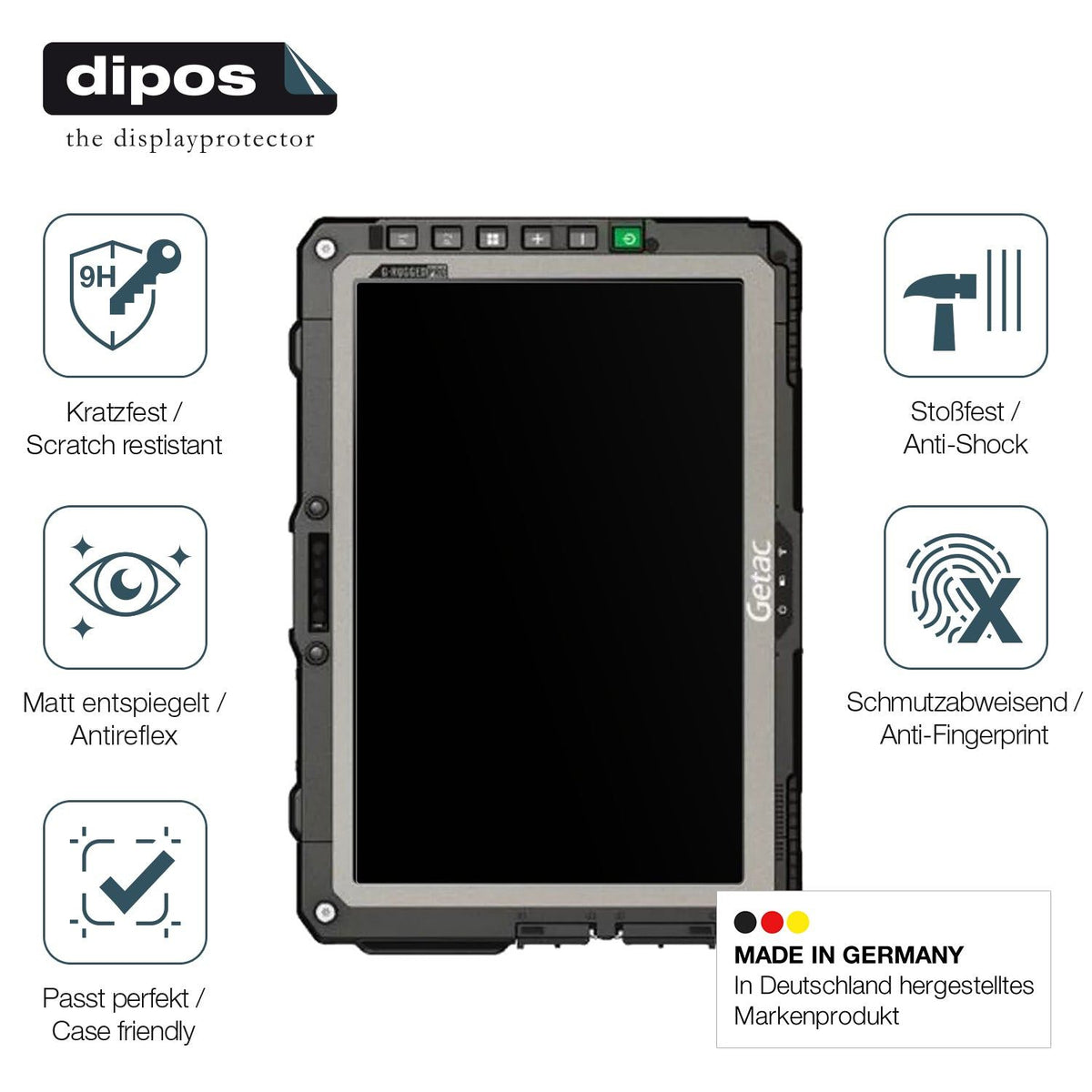 2x Screen Protector for Getac UX10 G3 matte Flexible Glass 9H dipos