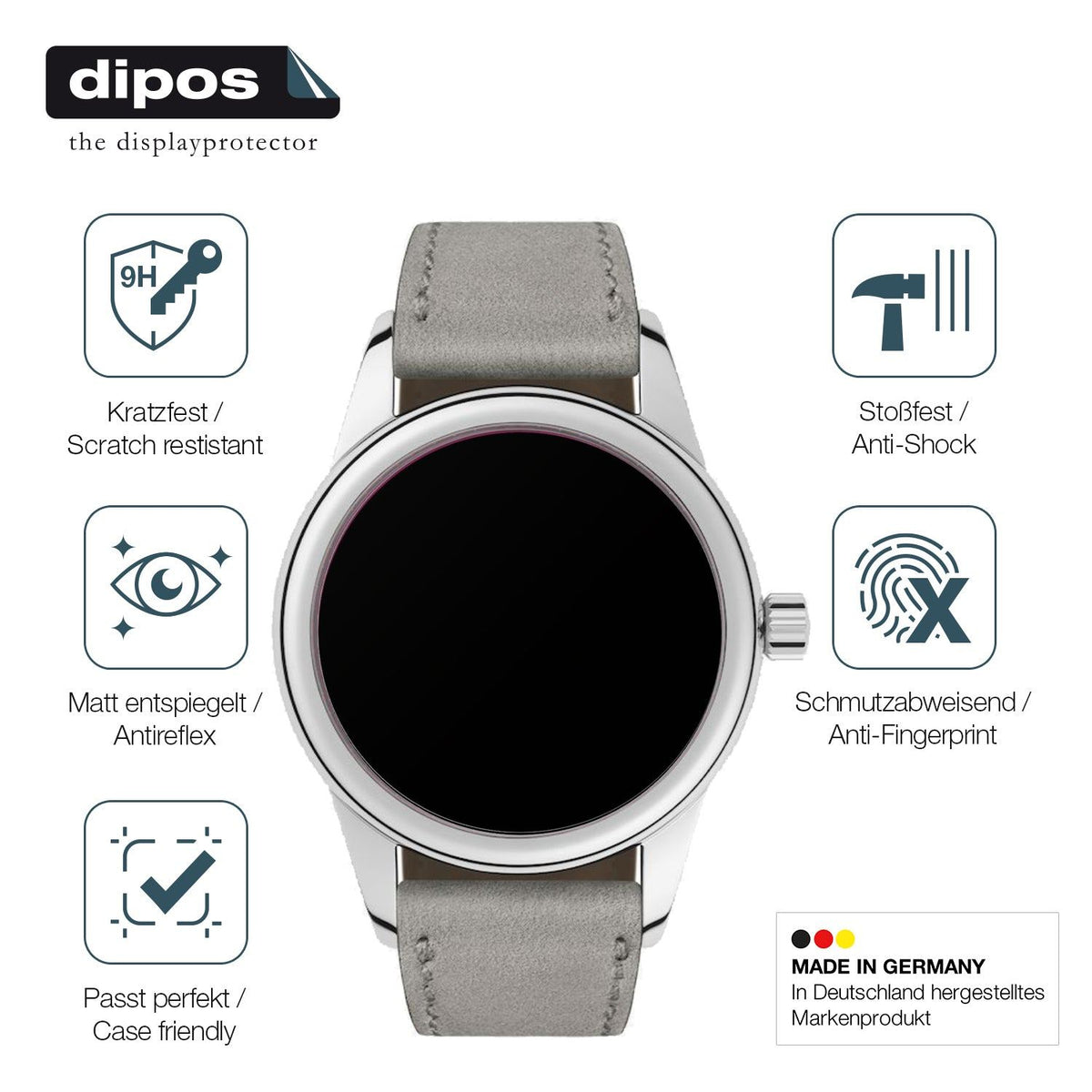 2x Screen Protector for NOMOS Glashütte Club matte Flexible Glass 9H dipos