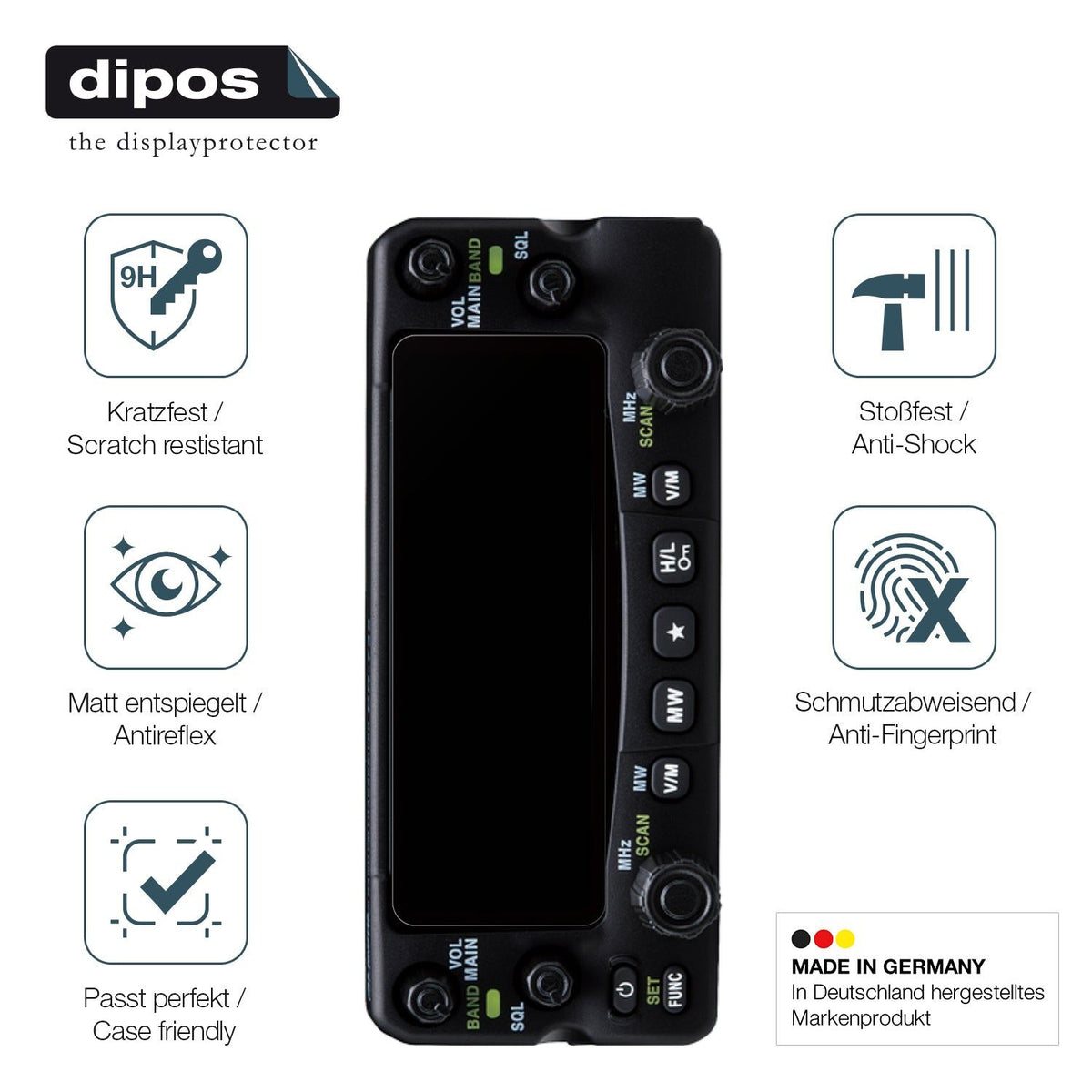 2x Screen Protector for Alinco DR-735-E matte Flexible Glass 9H dipos
