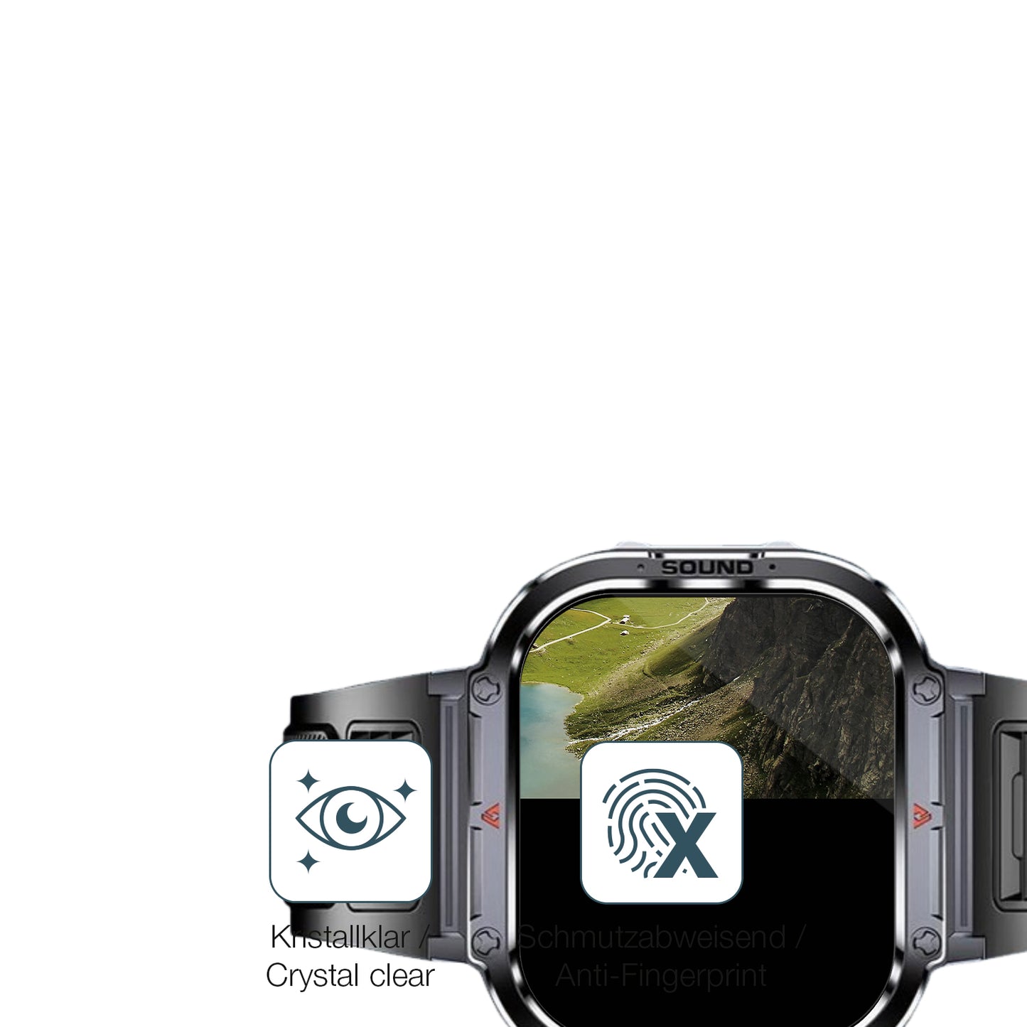 Flexible TPU-Folie passend zugeschnitten für Shepatio 71800b Smartwatch, vollständige Abdeckung