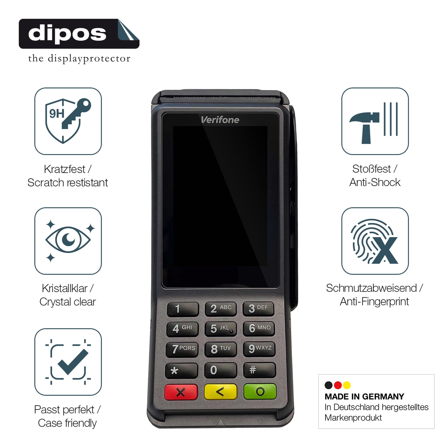 2x 9H Schutzfolie für Verifone V400c Panzerfolie