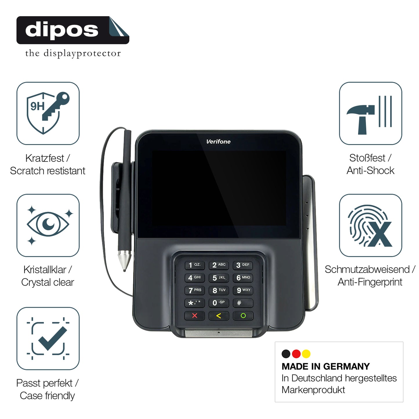 2x Screen Protector for Verifone M400 Flexible Glass 9H dipos