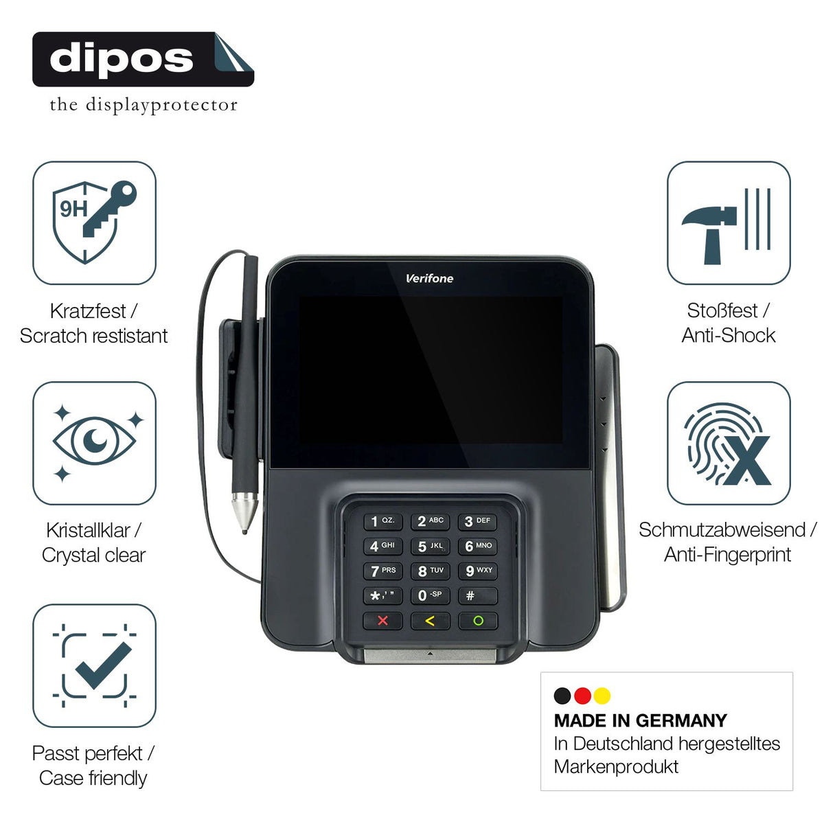 2x Screen Protector for Verifone M400 Flexible Glass 9H dipos
