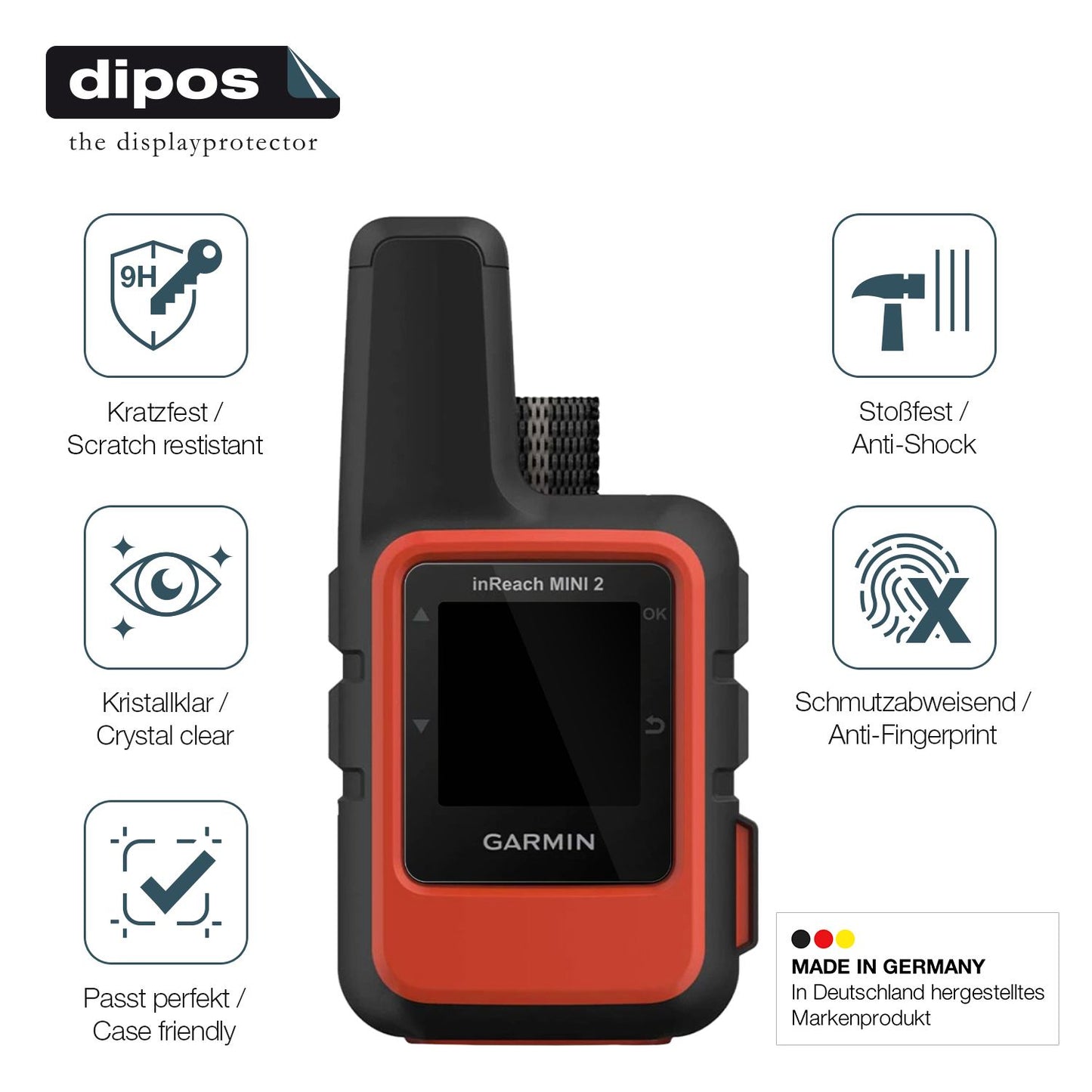 2x Screen Protector for Garmin inReach Mini 2 Flexible Glass 9H dipos