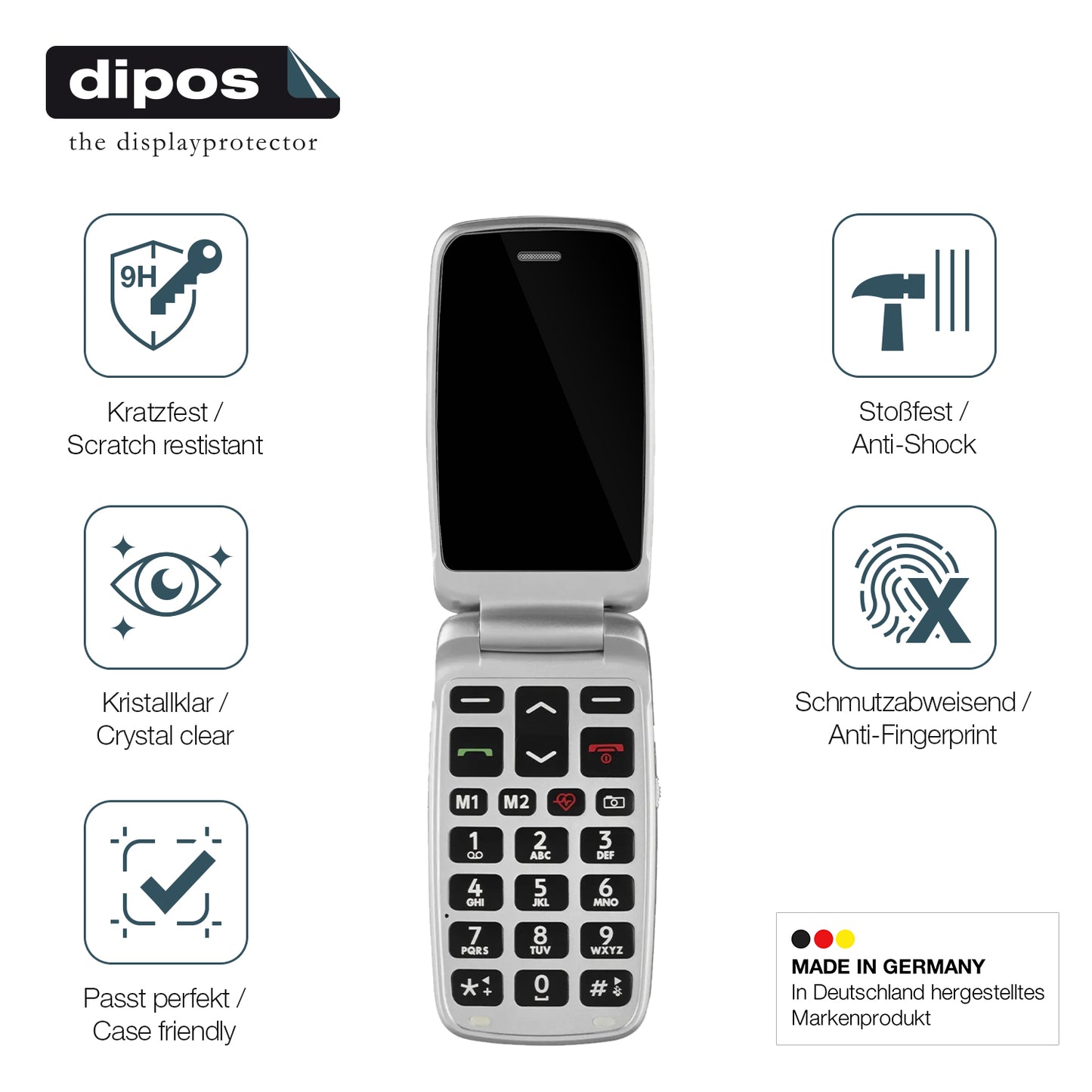 2x 9H Schutzfolie für Doro Primo 360014 Panzerfolie