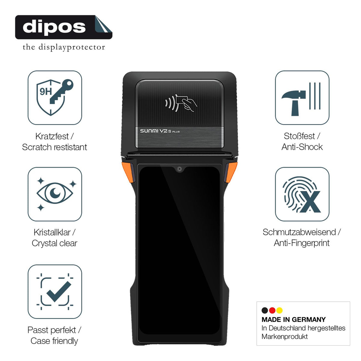 2x Screen Protector for sunmi V2s Plus Flexible Glass 9H dipos