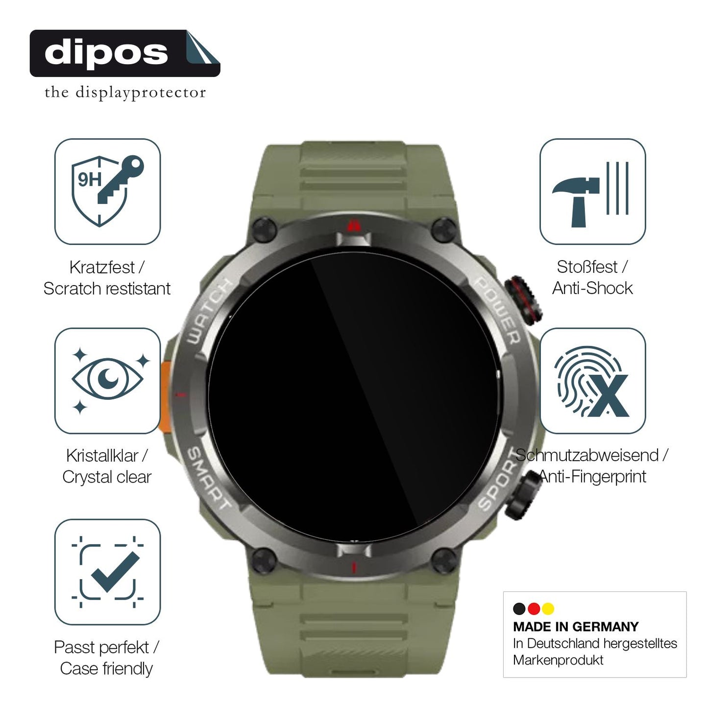 2x Screen Protector for Blackview W50 Pro Smartwatch 1.45 Zoll Flexible Glass