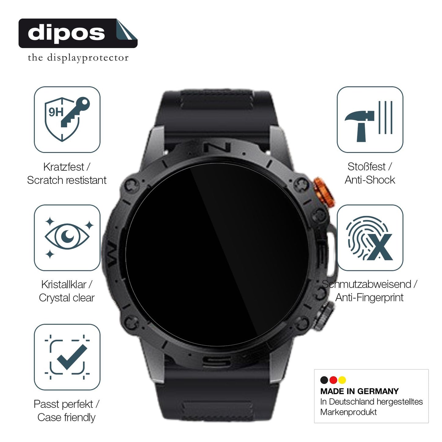 2x Screen Protector for ESFOE DM2-IV 1.43 Zoll Flexible Glass 9H dipos