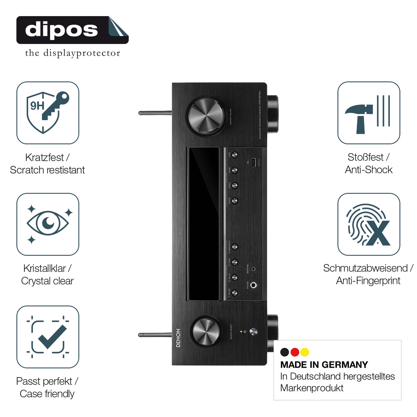 2x Screen Protector for Denon AVR-X1800HDAB Flexible Glass 9H dipos