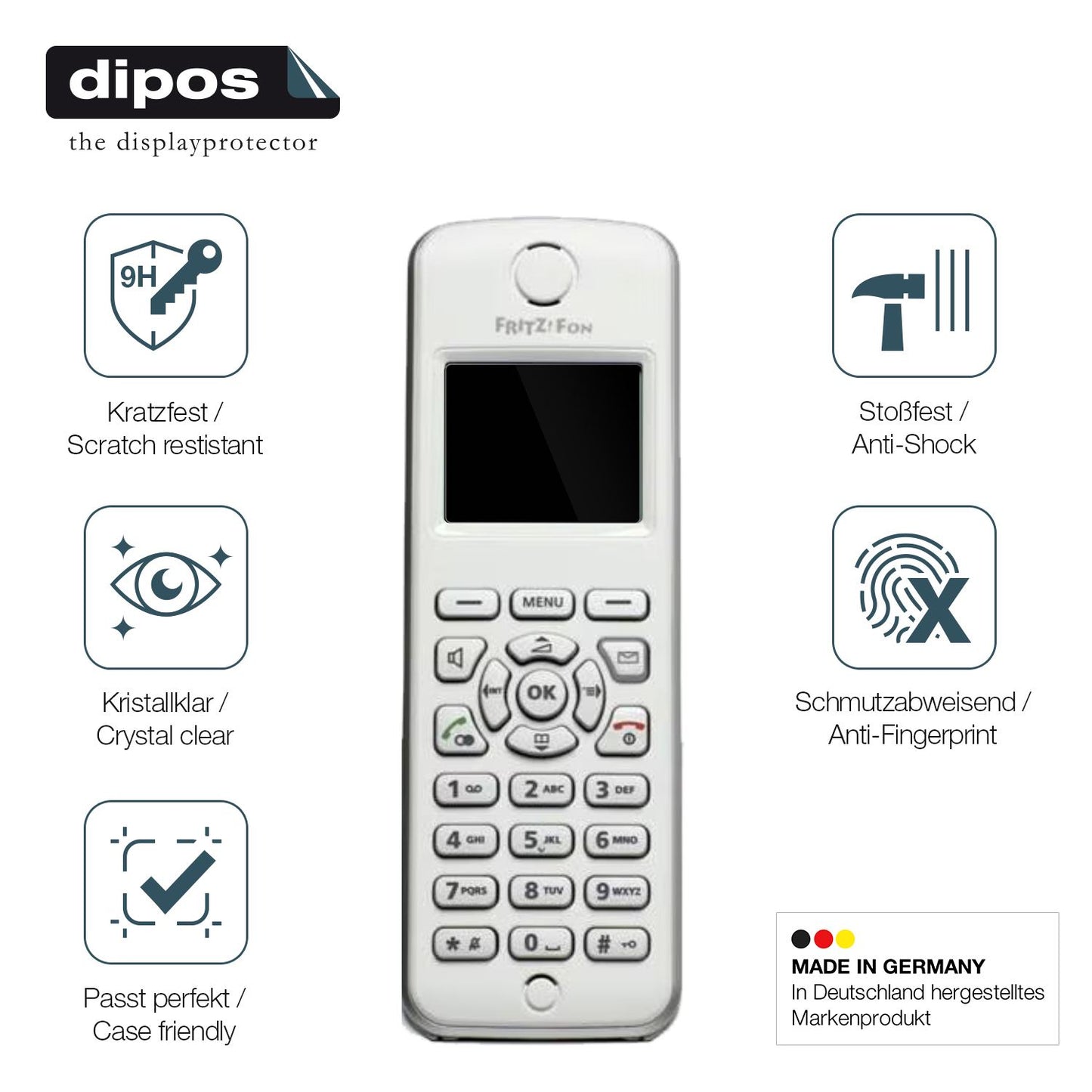 2x Screen Protector for FRITZ! FON M2 Dect Flexible Glass 9H dipos