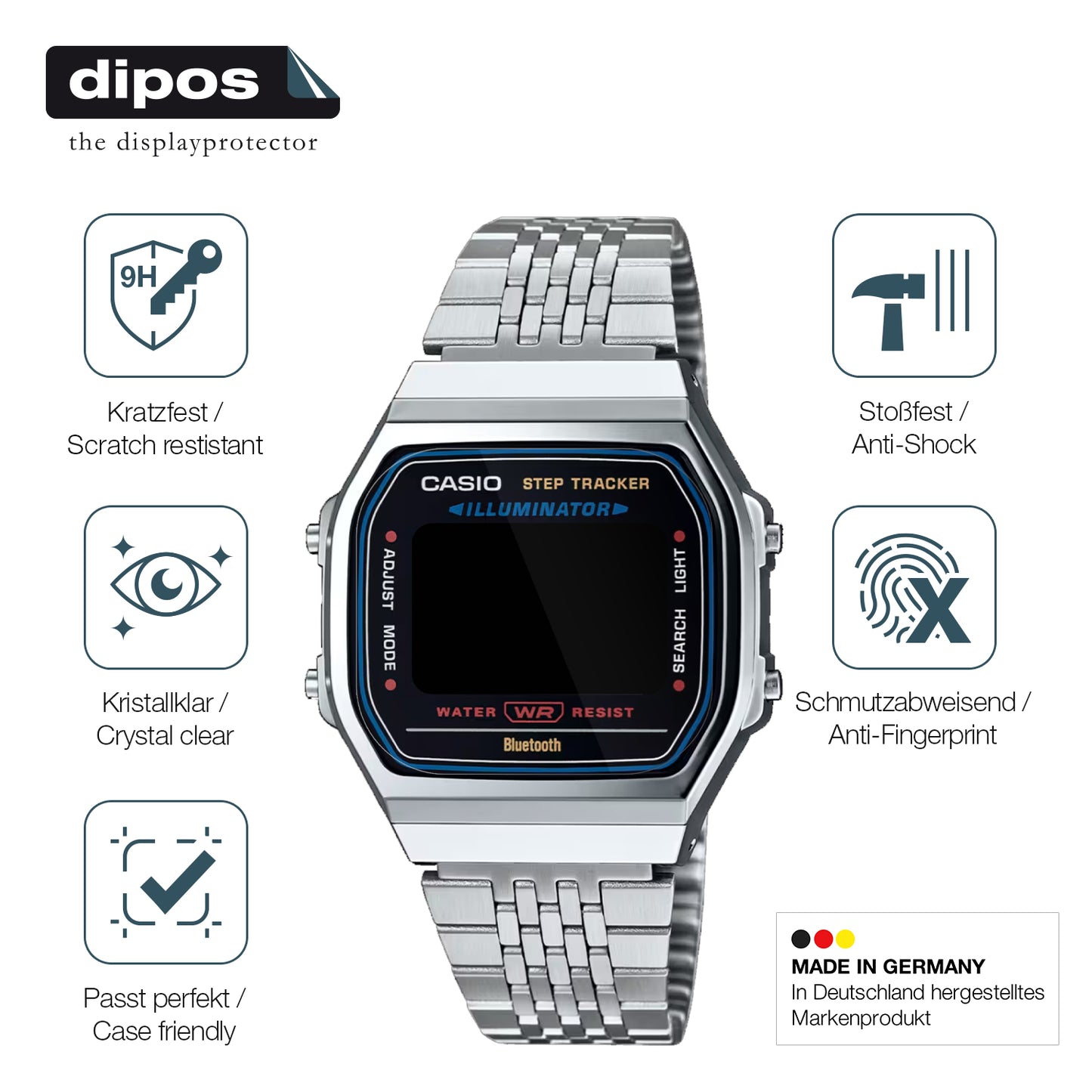 2x 9H Schutzfolie für Casio Iconic ABL-100WE-1A Panzerfolie