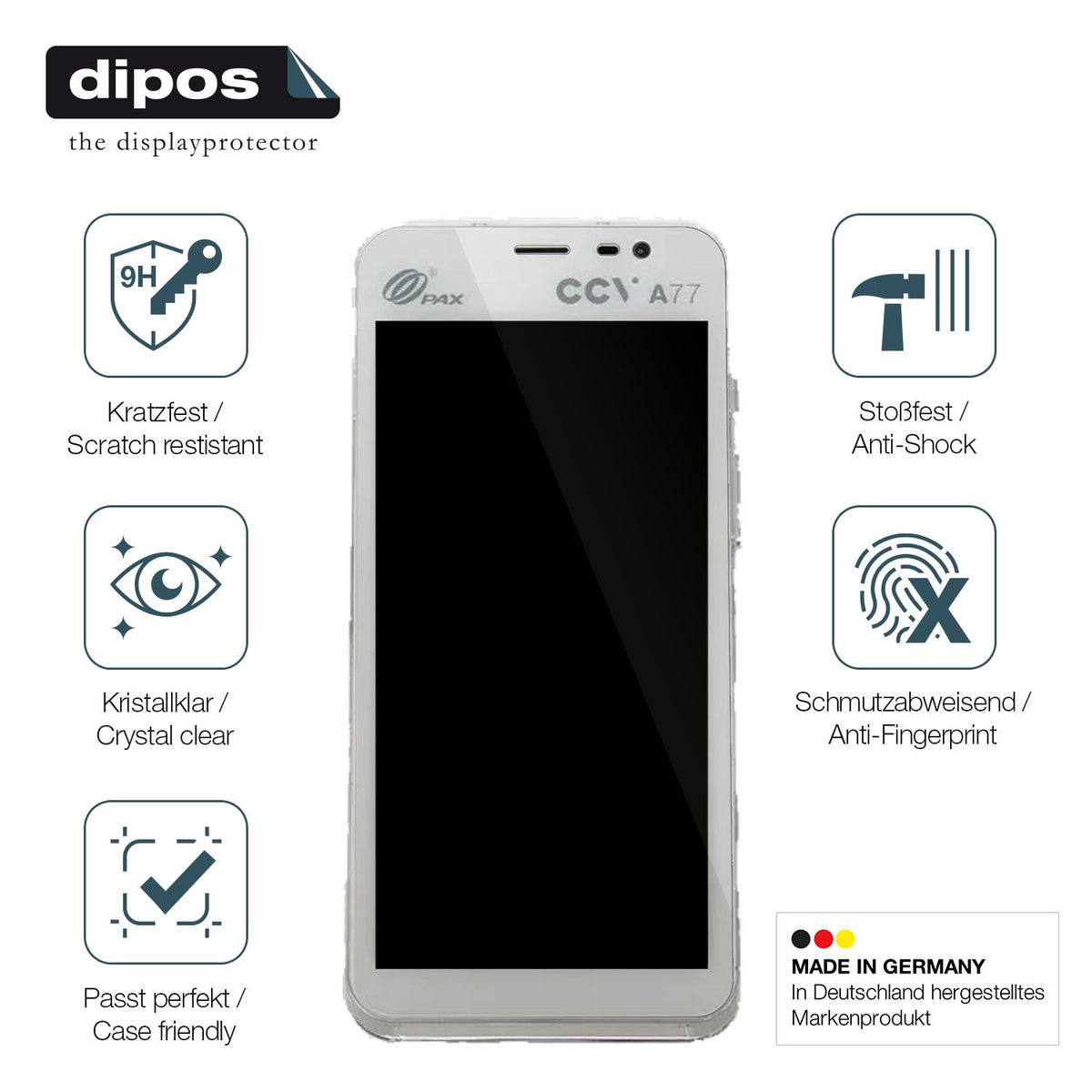2x Screen Protector for Pax CCV Fly A77 Flexible Glass 9H dipos