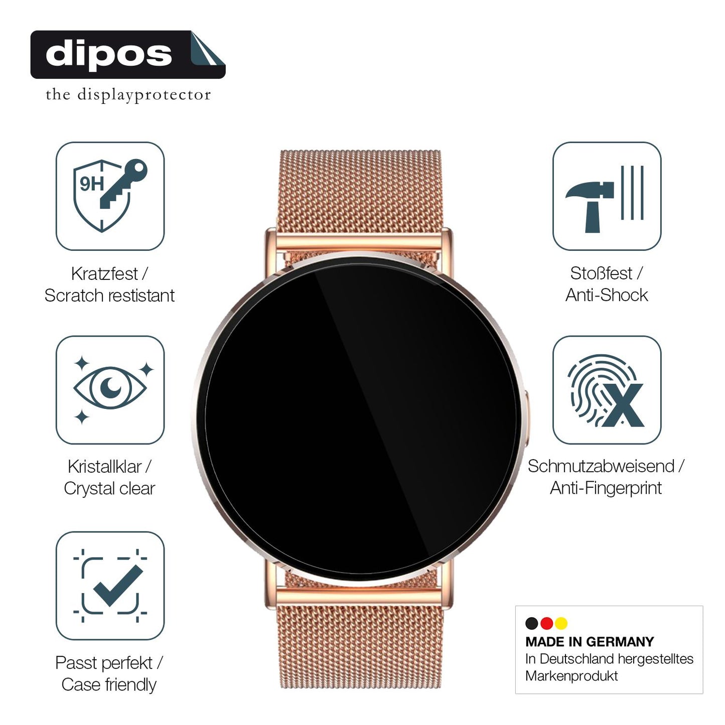 2x Screen Protector for Levowatch Eve 1.3 Zoll Flexible Glass 9H dipos