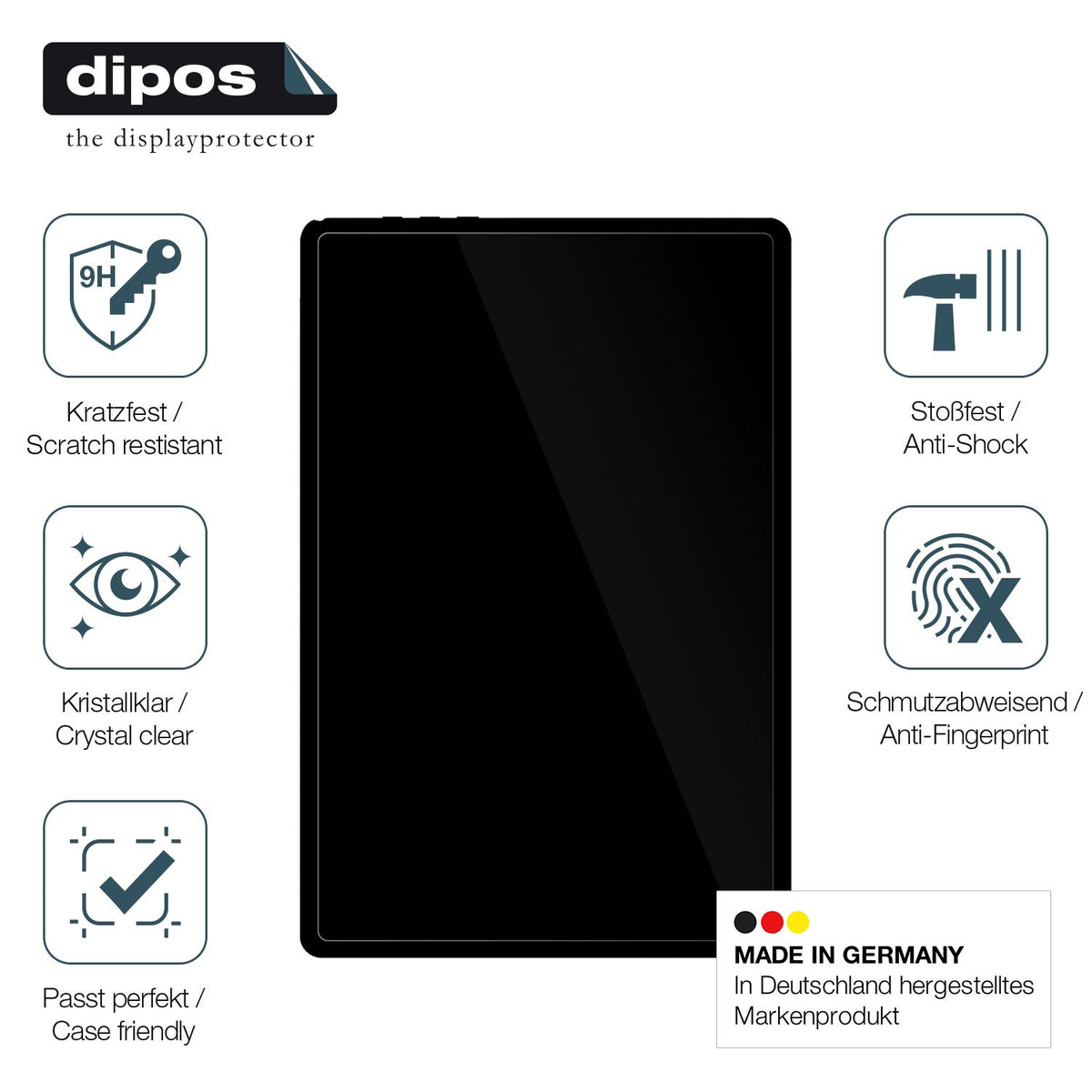 2x Screen Protector for Facetel Tablet 10 Zoll Flexible Glass 9H dipos