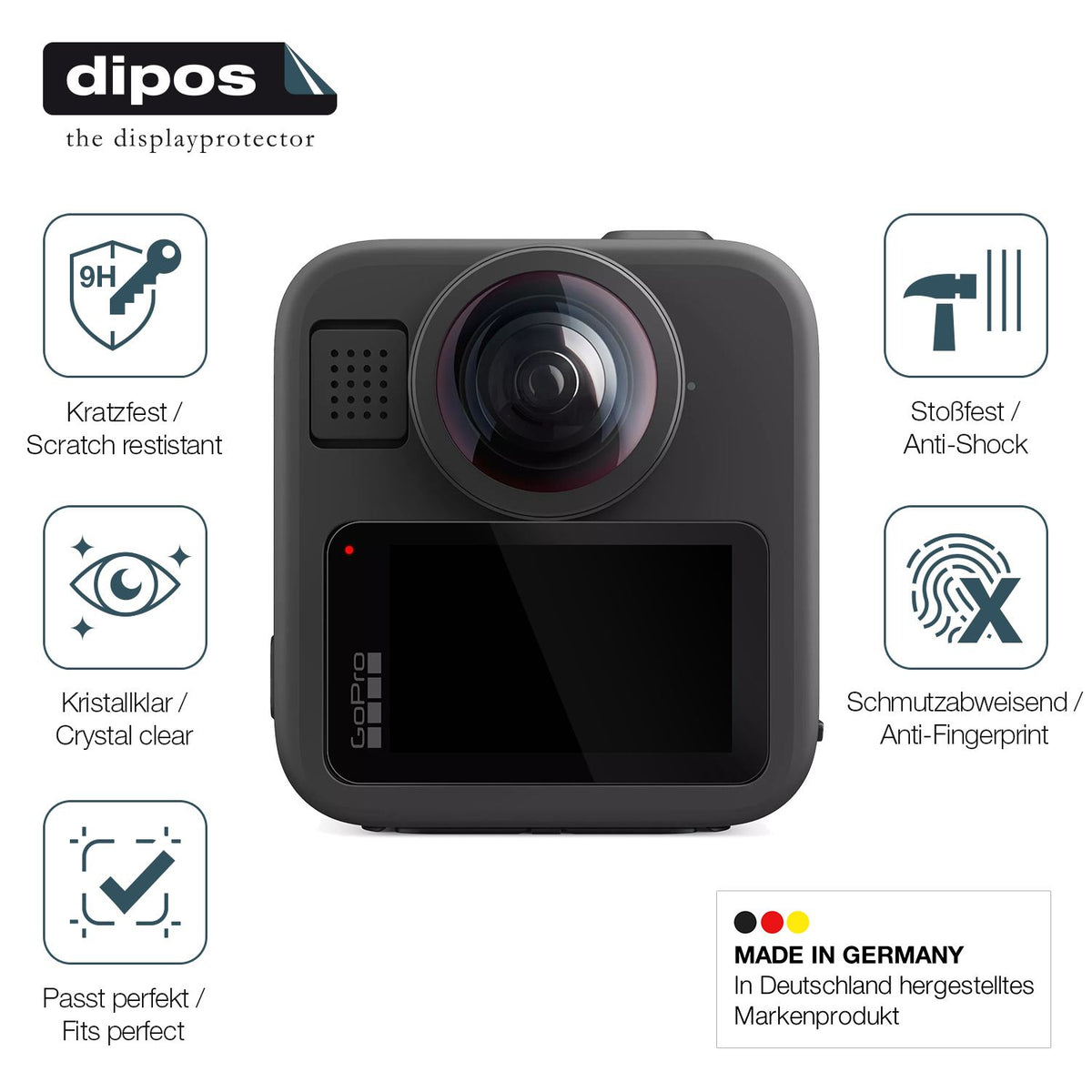 2x Screen Protector for GoPro Max 2 Flexible Glass 9H dipos
