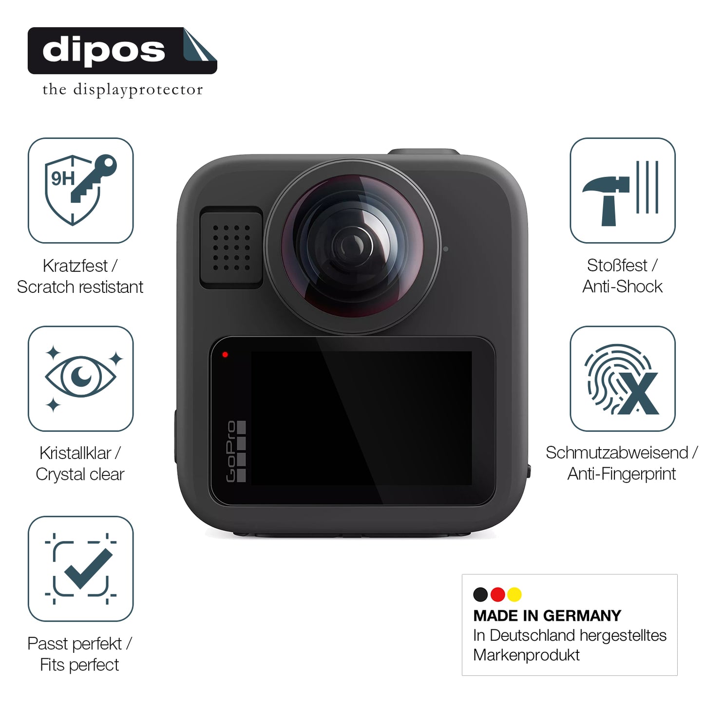 2x 9H Schutzfolie für GoPro Max 2 Panzerfolie