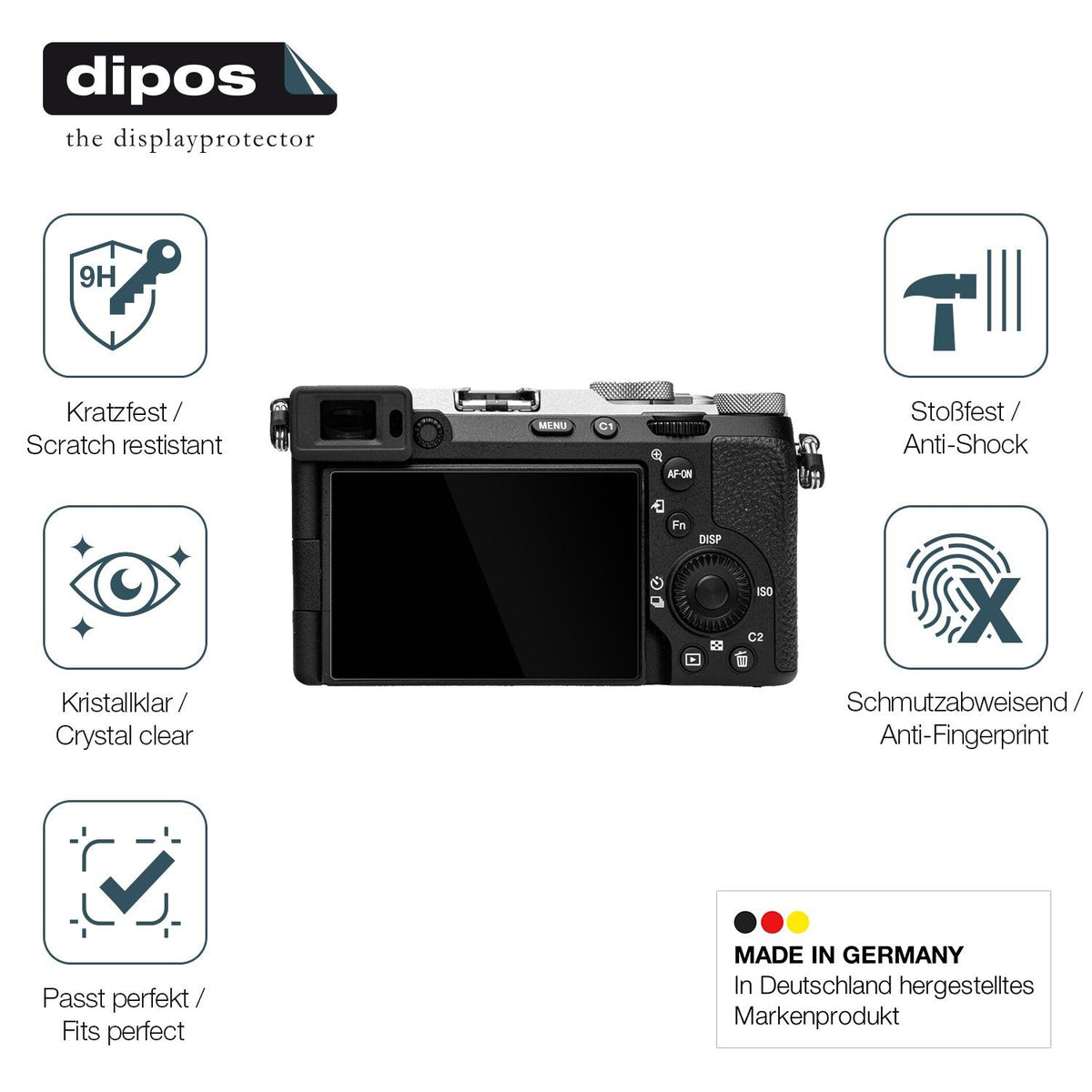 2x Screen Protector for Sony Alpha 7C II (ILCE-7CM2) Flexible Glass 9H dipos