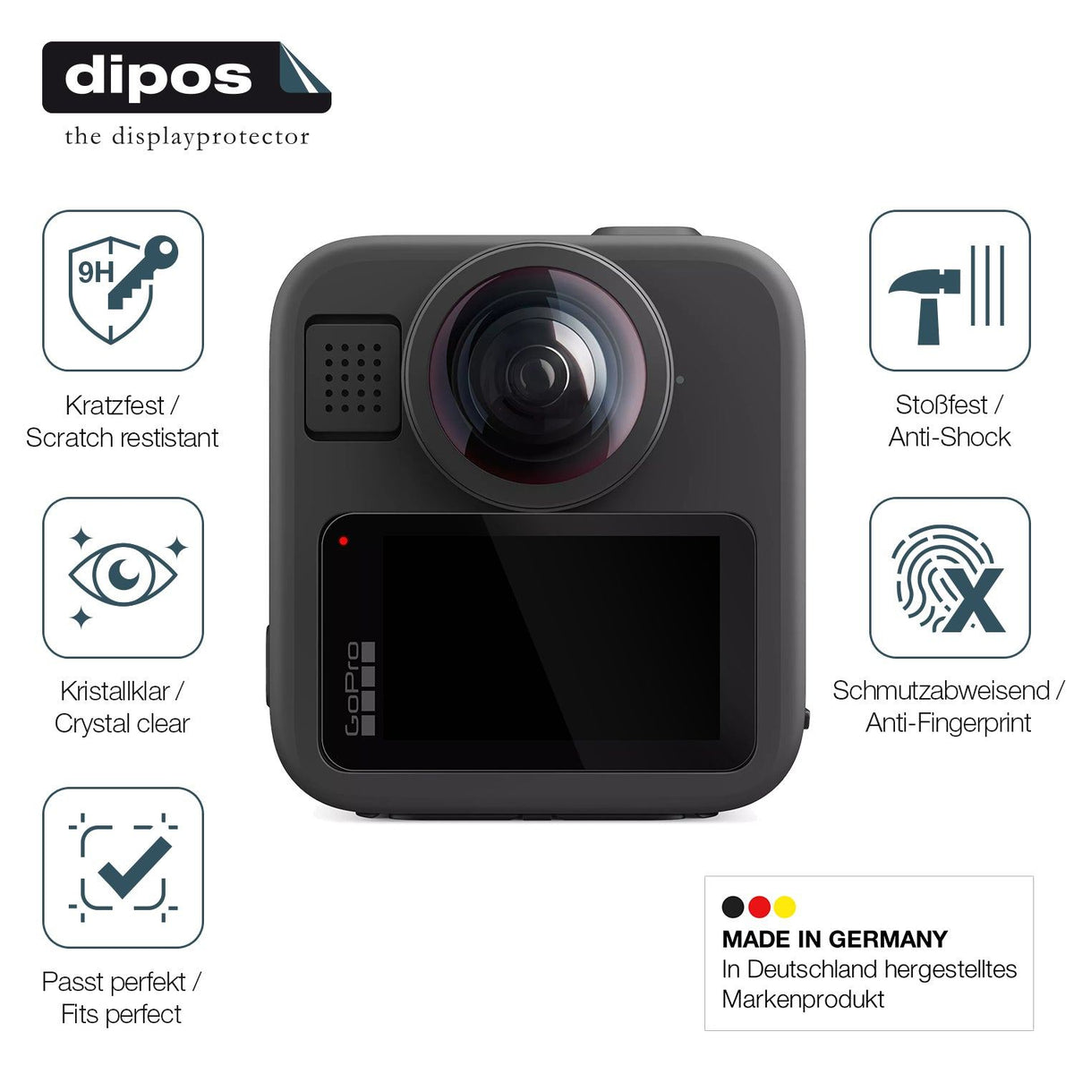 2x Screen Protector for GoPro Max 2 Flexible Glass 9H dipos