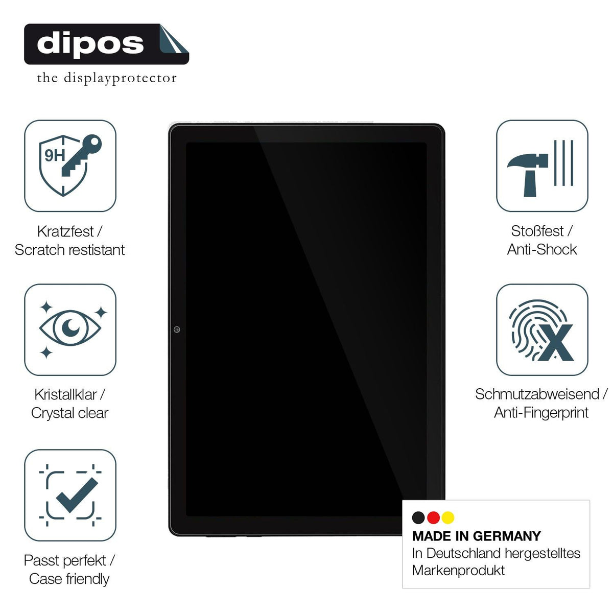 2x Screen Protector for Byxsb Tablet 10 Zoll Flexible Glass 9H dipos