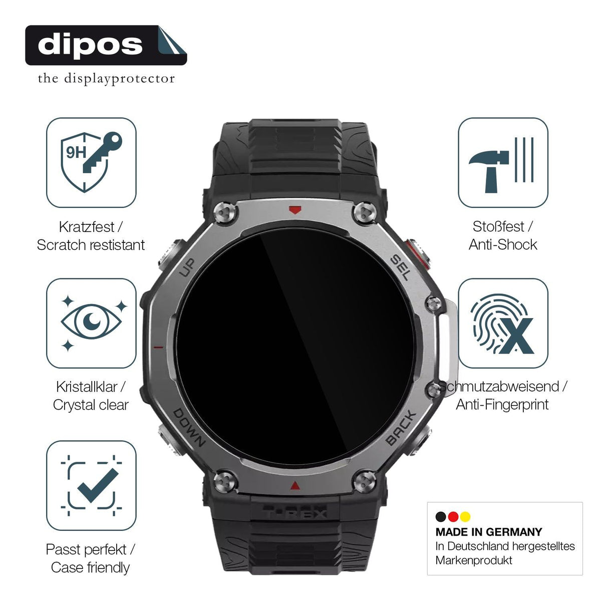 2x Screen Protector for Amazfit T-Rex 3 Flexible Glass 9H dipos