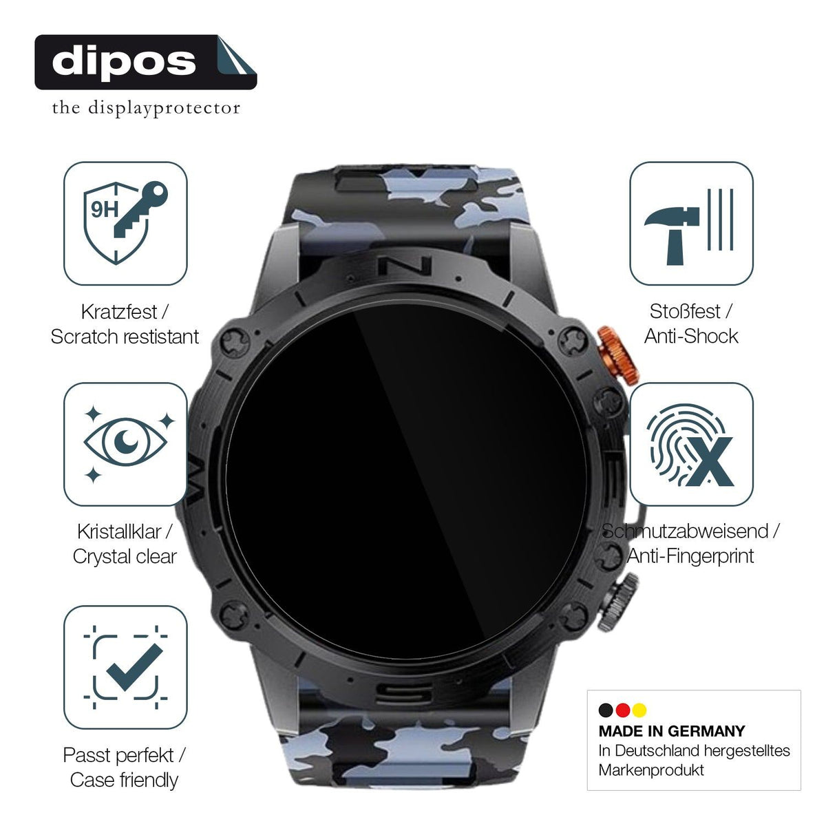 2x Screen Protector for Lige 1.43 Zoll Smartwatch Flexible Glass 9H dipos
