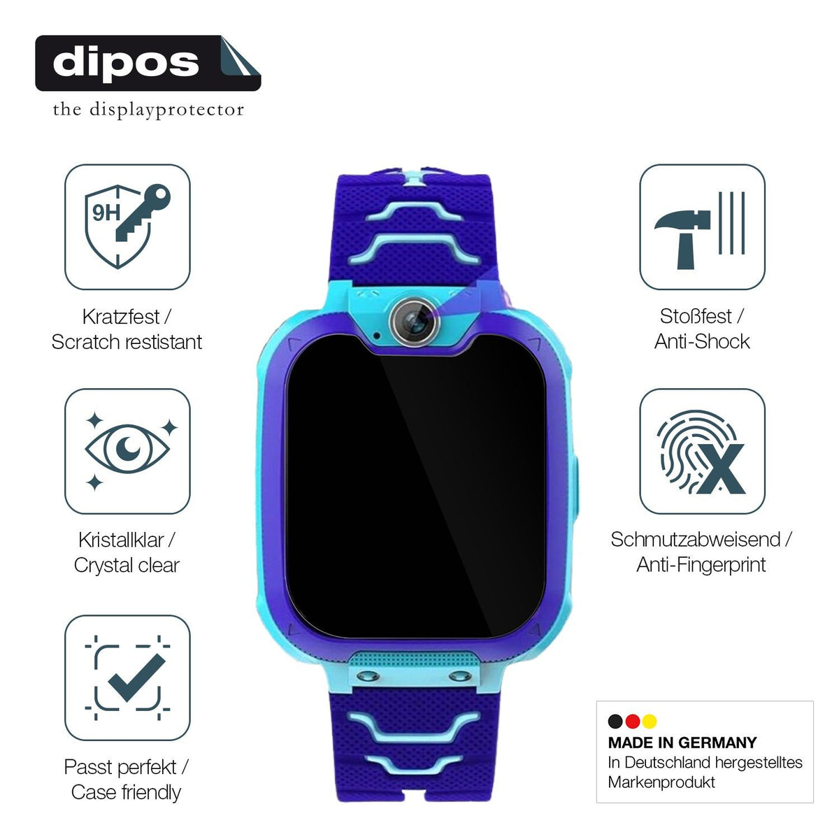 2x Screen Protector for Jubunrer Bleu Kids Smartwatch Flexible Glass 9H dipos