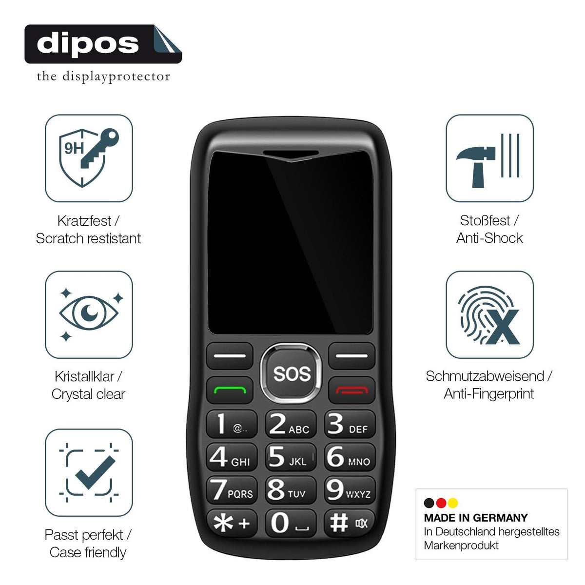 2x Screen Protector for Guwet D1 Seniorenhandy Flexible Glass 9H dipos