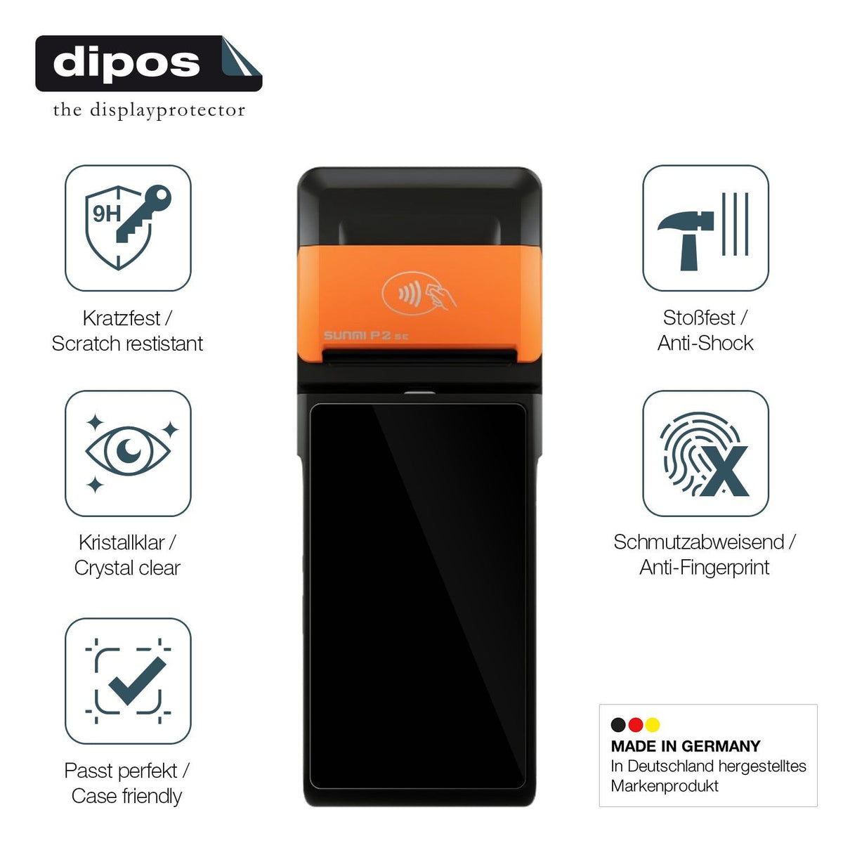 2x Screen Protector for sunmi P2 T6900 Flexible Glass 9H dipos