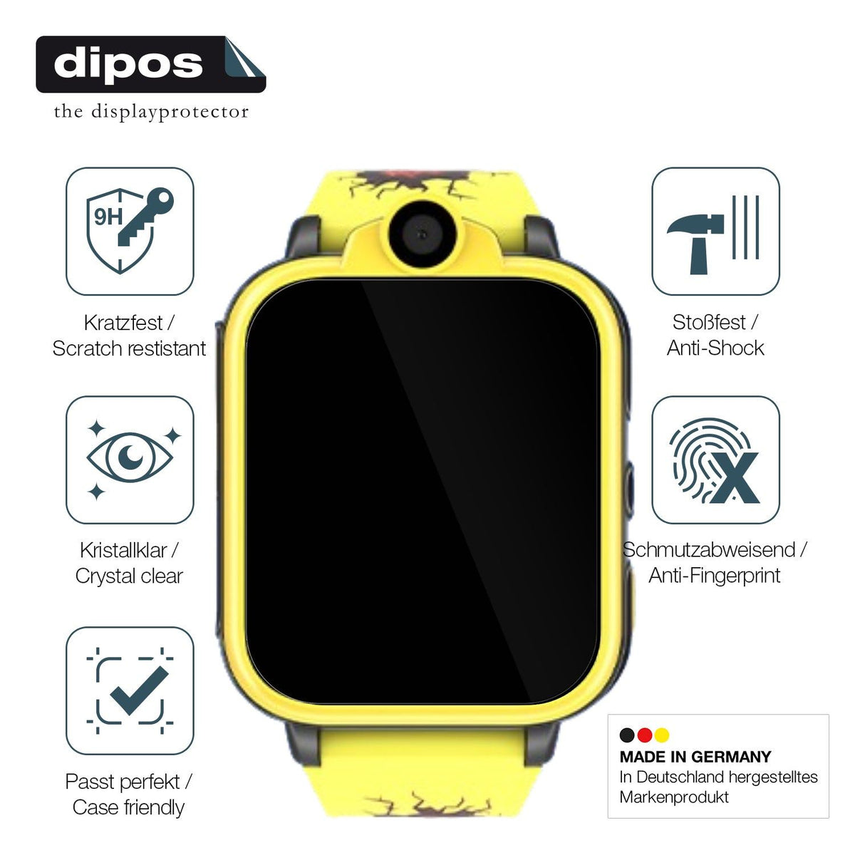 2x Screen Protector for Iowodo XT23-BK Smartwatch Kinder Flexible Glass 9H dipos