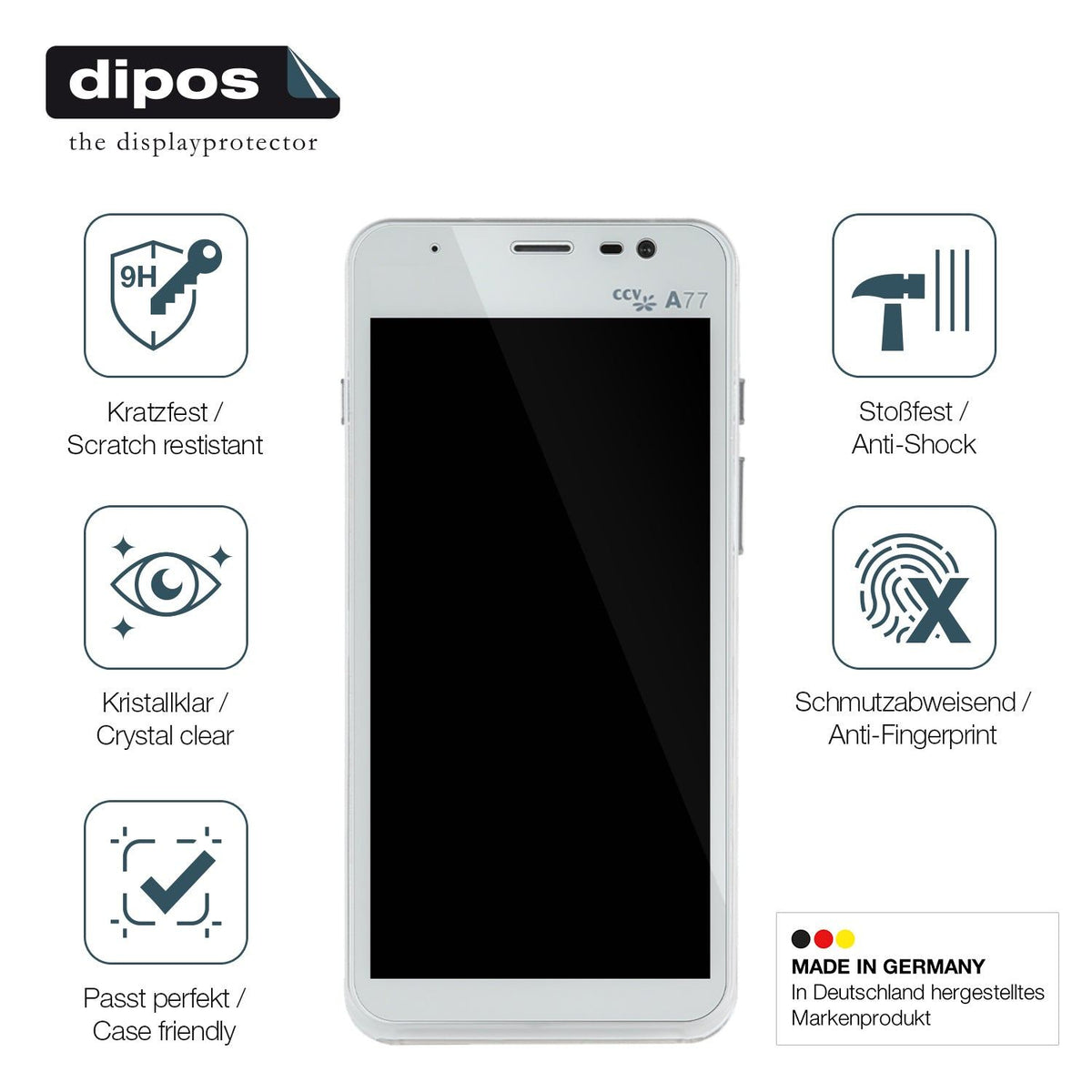 2x Screen Protector for CCV compact A77 Flexible Glass 9H dipos