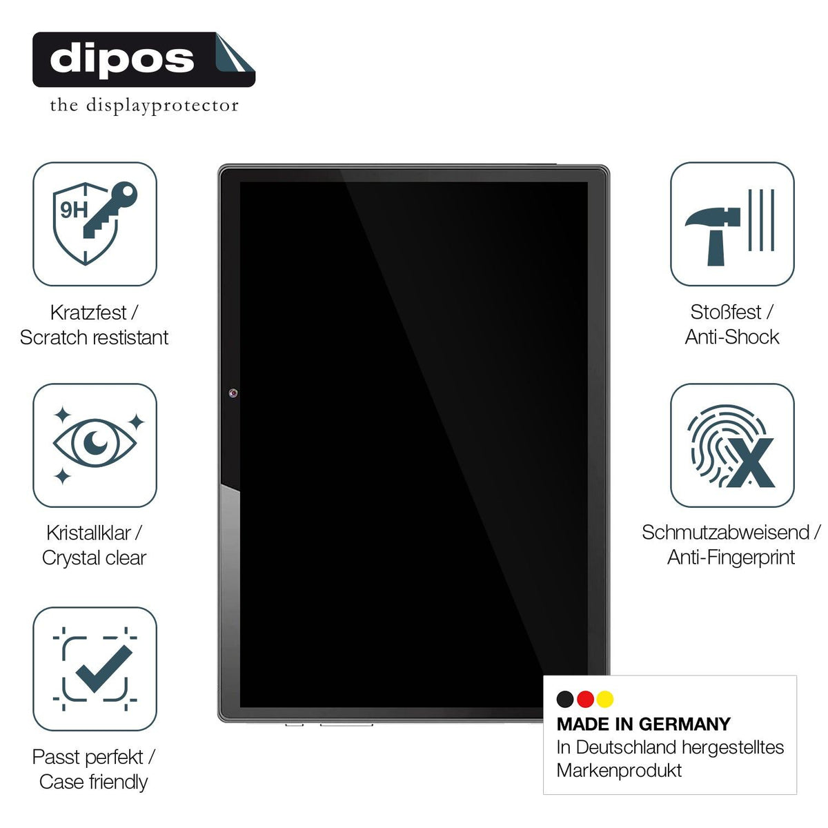 2x Screen Protector for TPZ T10B-280 10 Zoll Flexible Glass 9H dipos