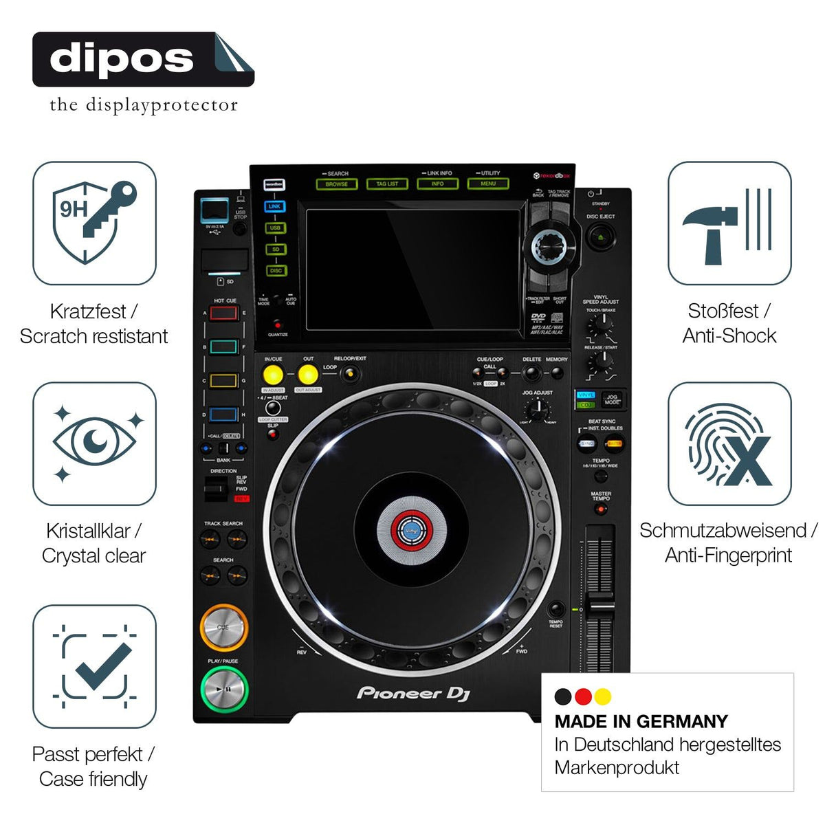 2x Screen Protector for Pioneer CDJ-2000NXS2 Display Flexible Glass 9H dipos