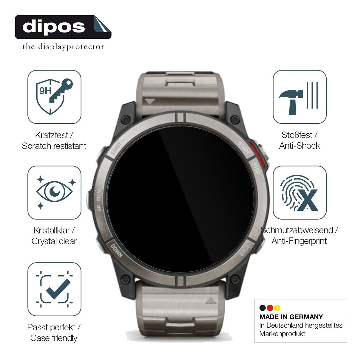 2x Screen Protector for Garmin quatix 7X Flexible Glass 9H dipos