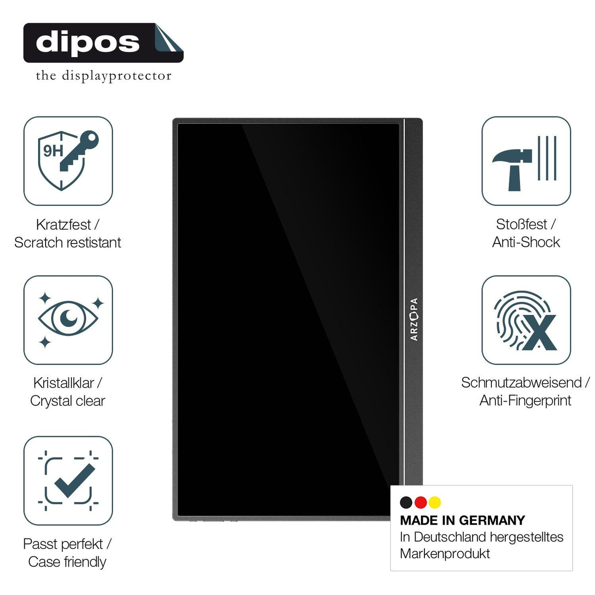 2x Screen Protector for Arzopa Z1RC 16 Zoll Flexible Glass 9H dipos
