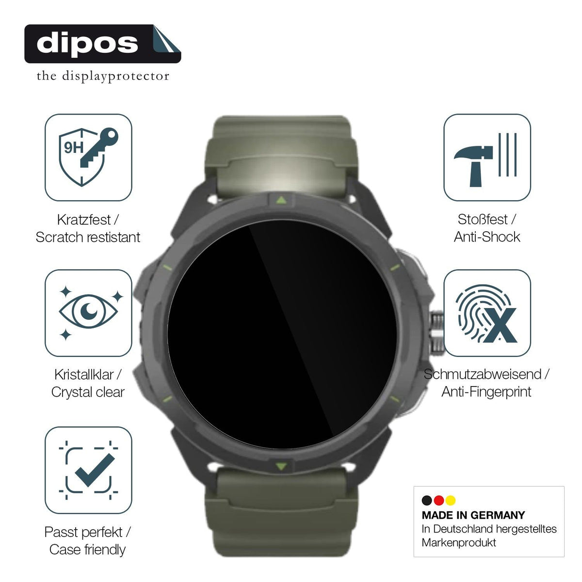 2x Screen Protector for Hammer Watch 2 Military Edition Flexible Glass 9H dipos