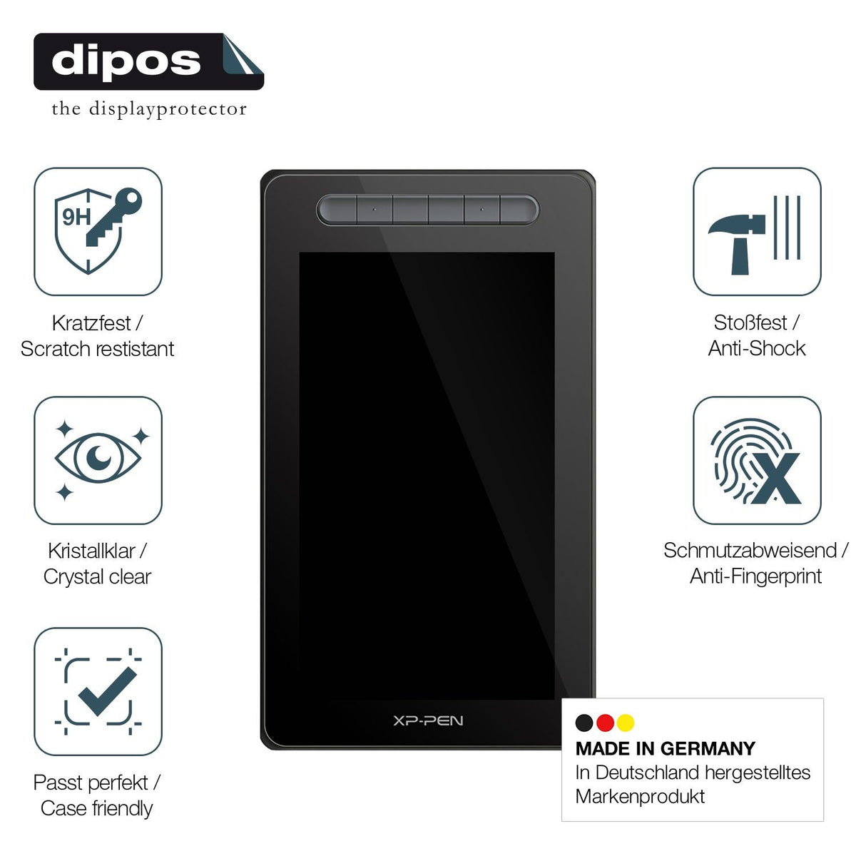 2x Screen Protector for XP-Pen Artist 10 2. Gen Flexible Glass 9H dipos