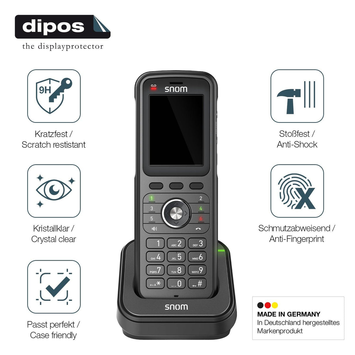 2x Screen Protector for Snom M56 Dect Flexible Glass 9H dipos