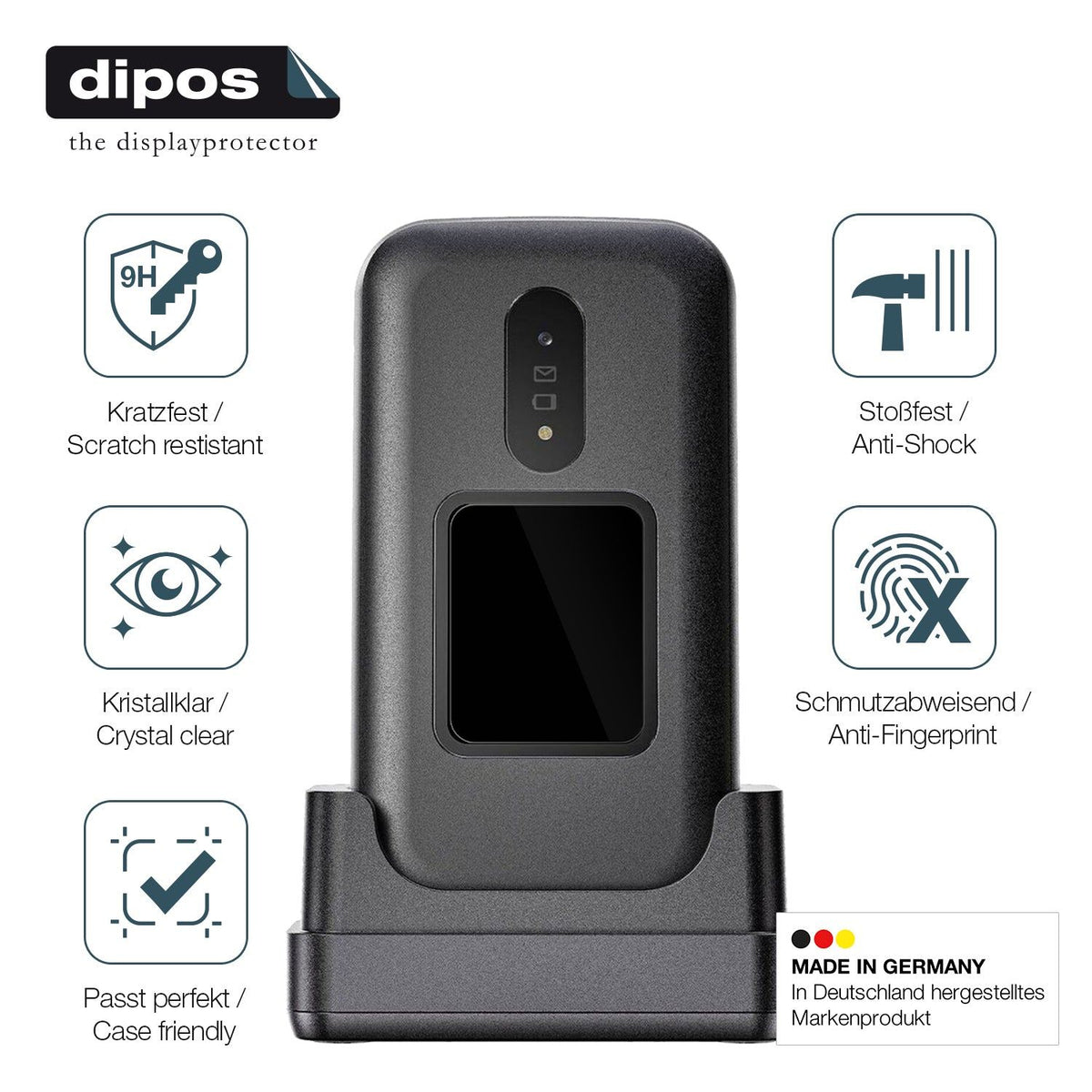 2x Screen Protector for Doro 2880 Aussen-Display Flexible Glass 9H dipos