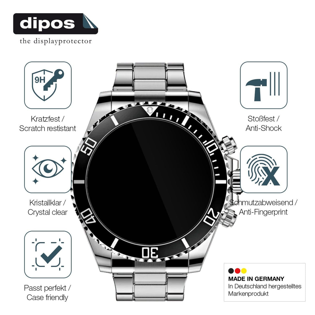2x Screen Protector for Nexos Pro Smartwatch Flexible Glass 9H dipos
